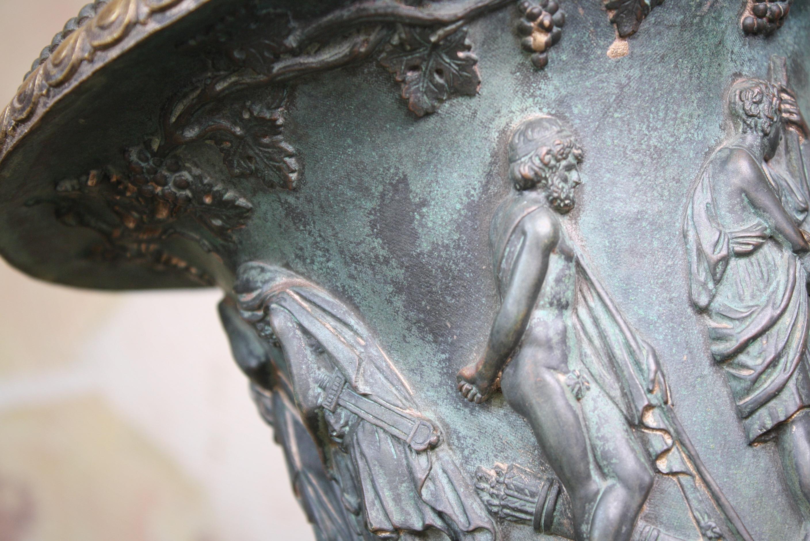 Pair of 19th Century Medici Bronze Urns UpLighters Greek Revival Grand Tour 13