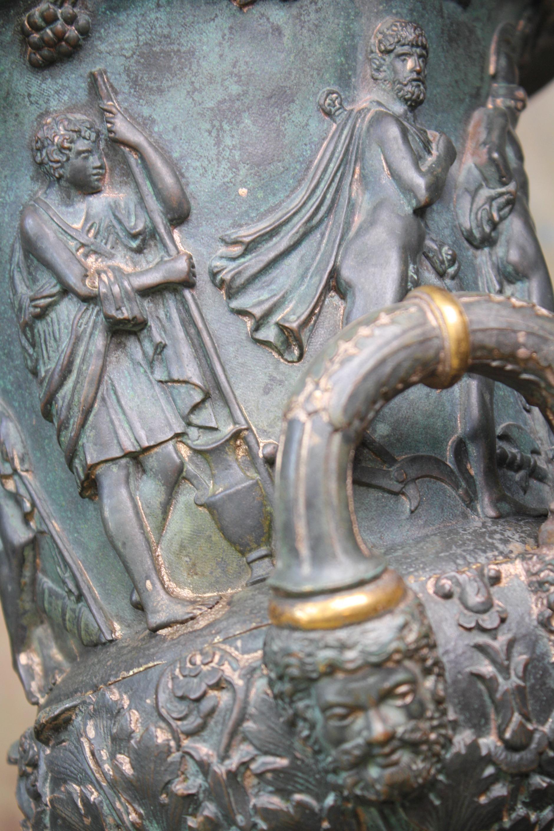 Pair of 19th Century Medici Bronze Urns UpLighters Greek Revival Grand Tour 14