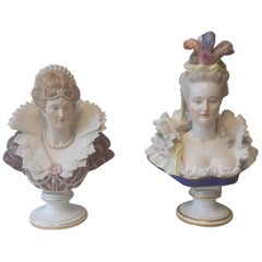 Pair of 19th Century Meissen Busts
