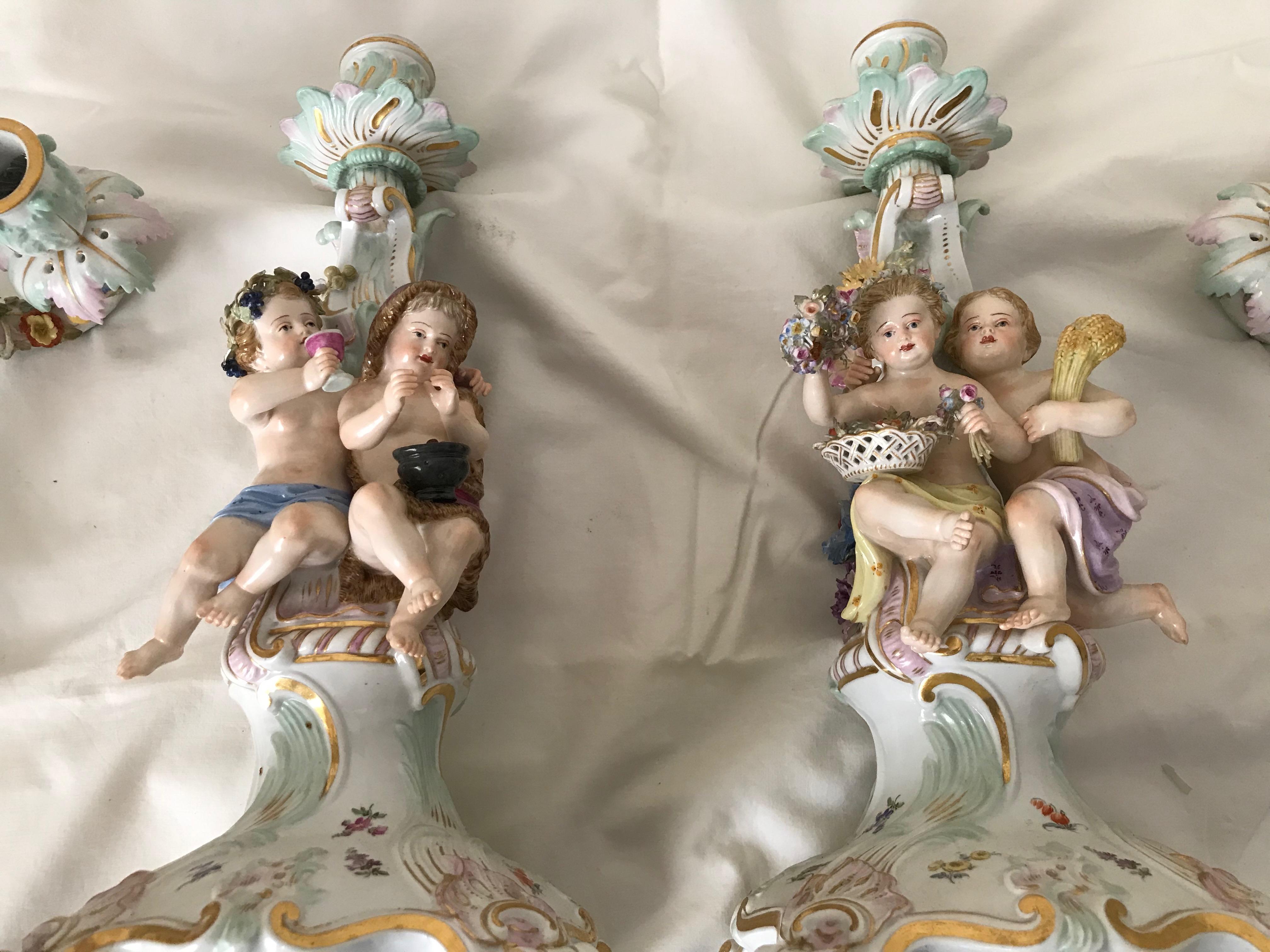 Pair of 19TH Century Meissen Figural Candelabras For Sale 10