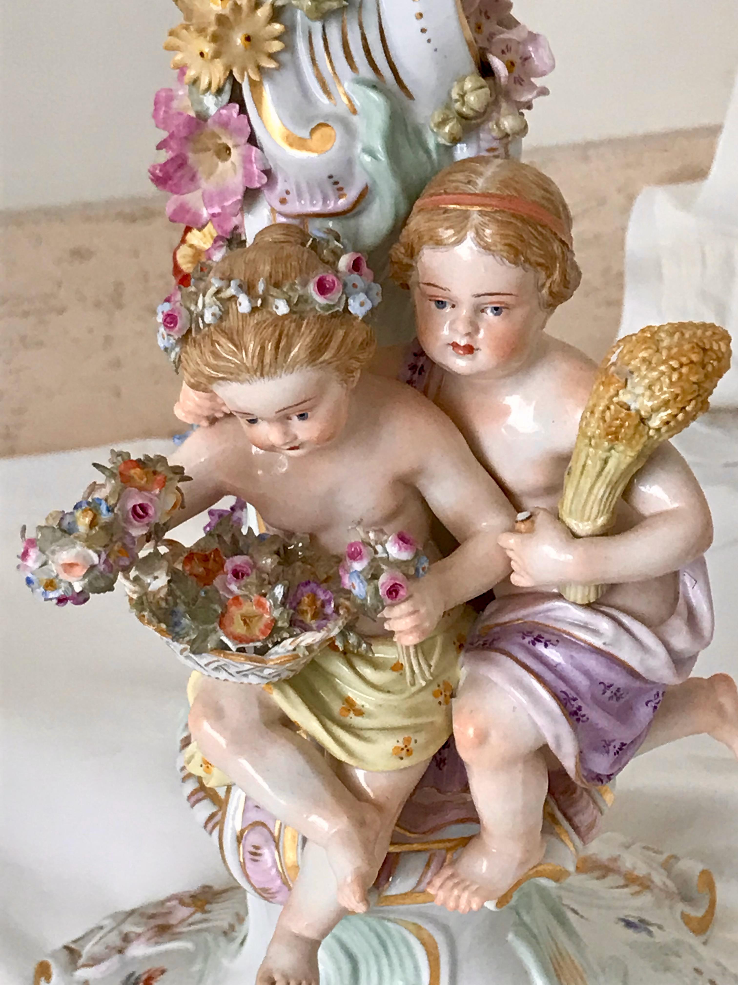 19th Century Pair of 19TH Century Meissen Figural Candelabras For Sale
