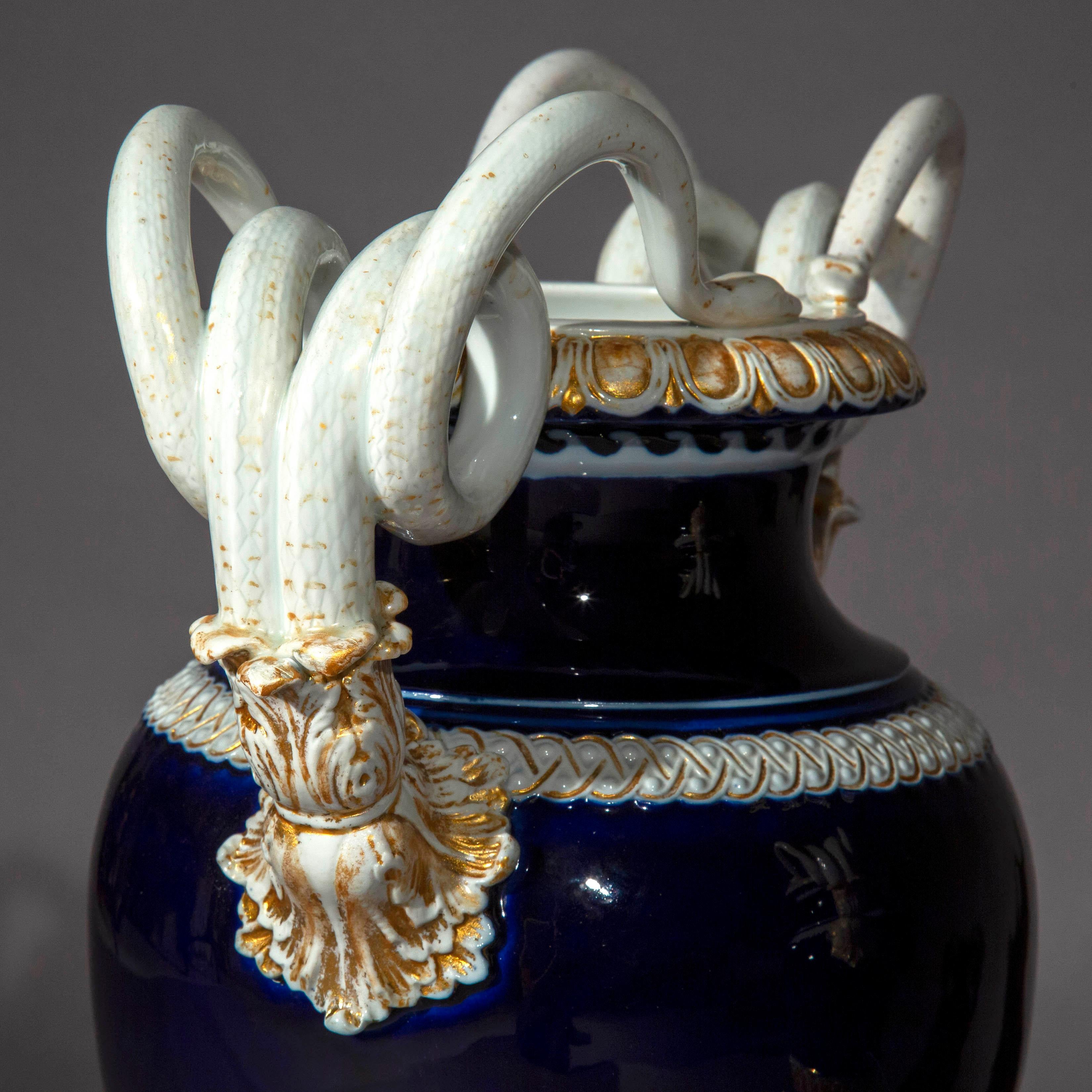 Pair of 19th Century Meissen Porcelain Serpent Vases 4