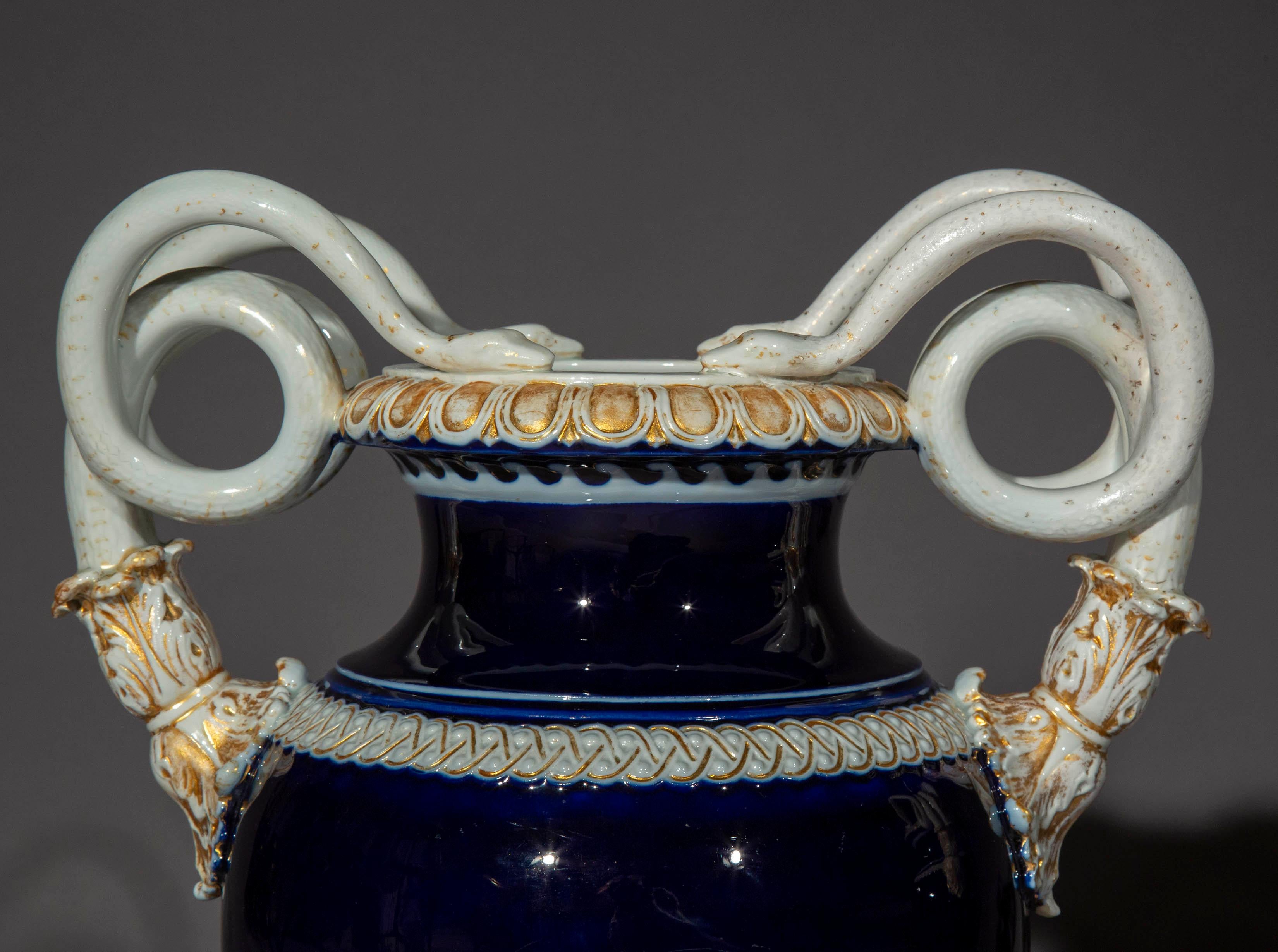 Pair of 19th Century Meissen Porcelain Serpent Vases 7