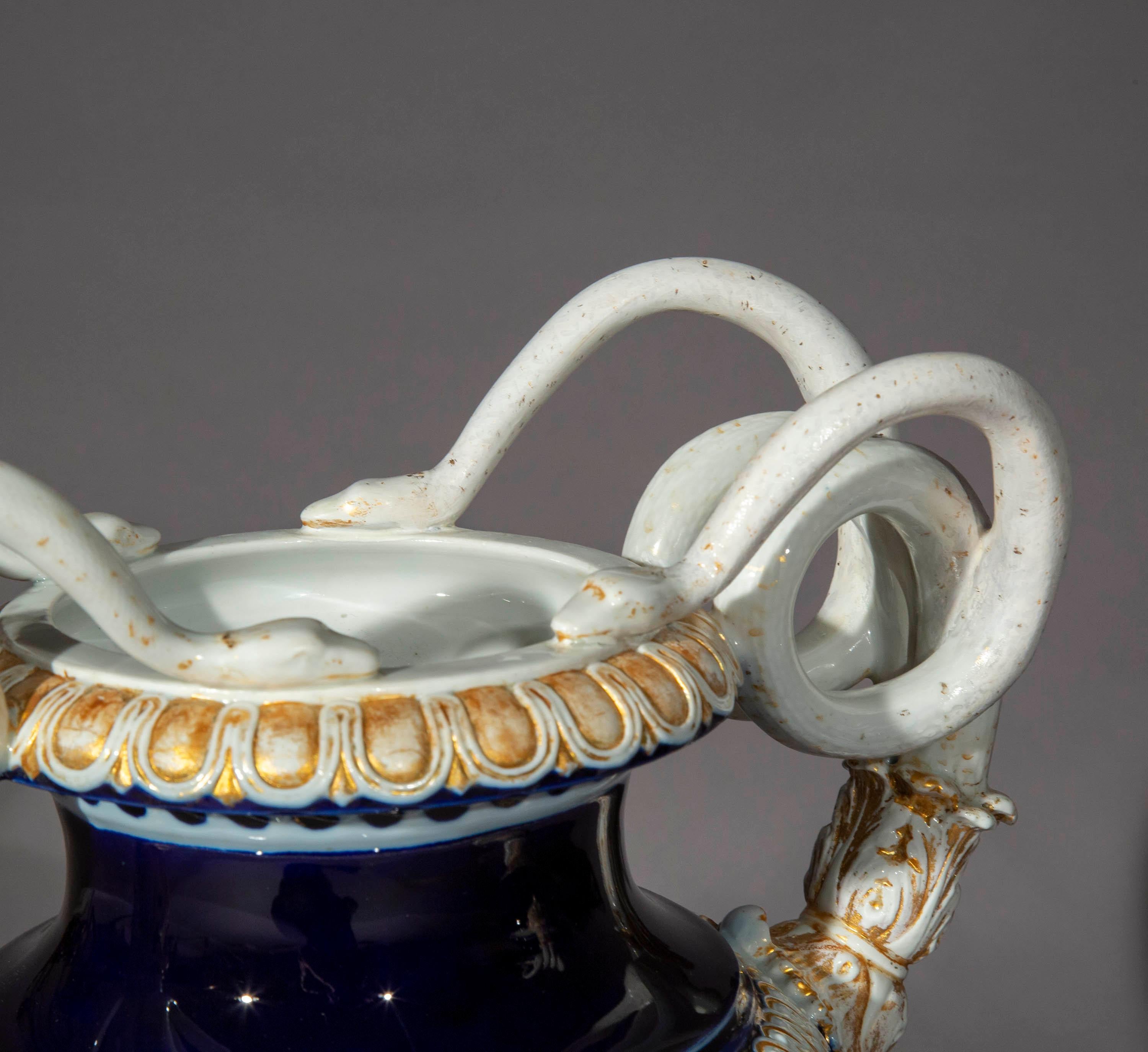 Pair of 19th Century Meissen Porcelain Serpent Vases 8