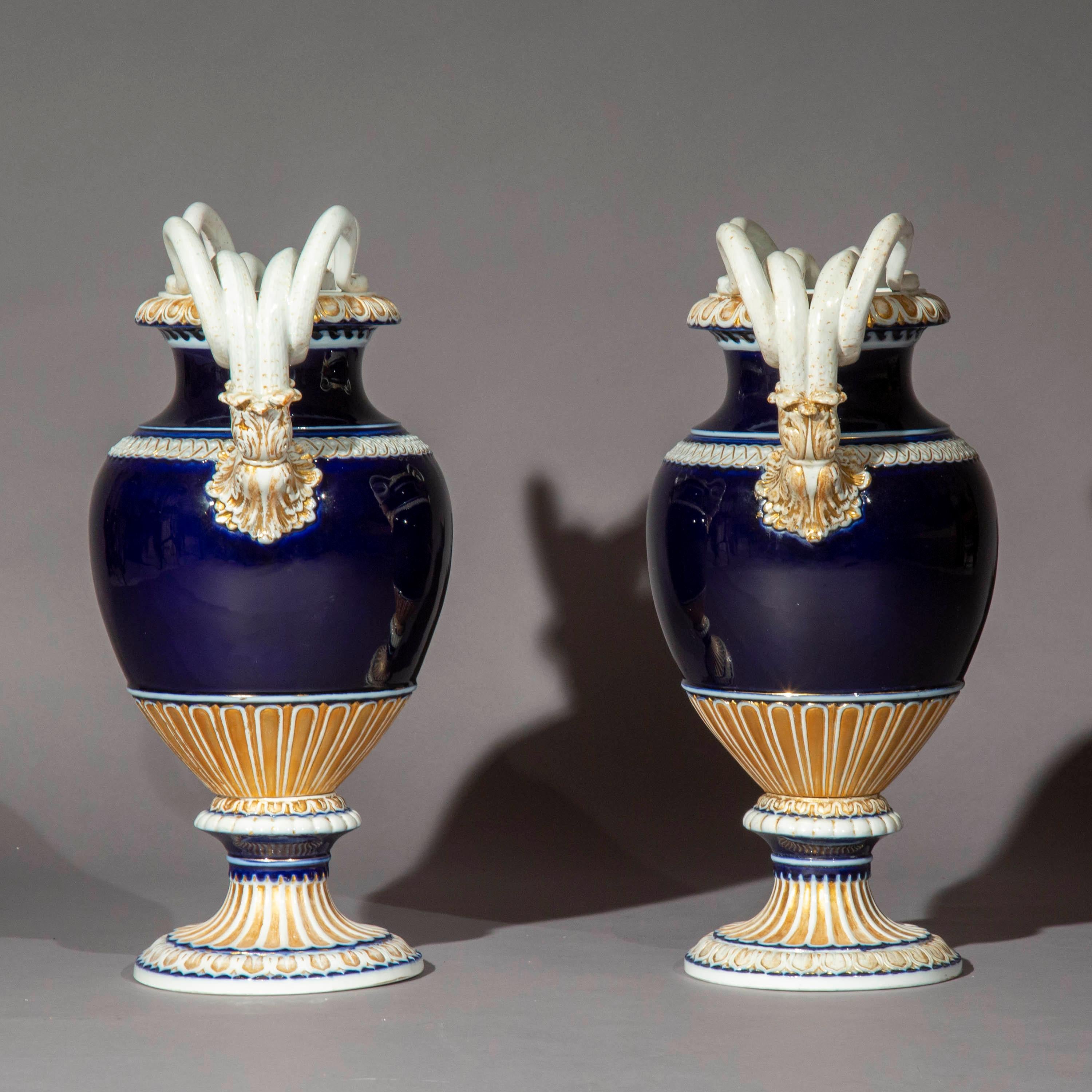Pair of 19th Century Meissen Porcelain Serpent Vases 2