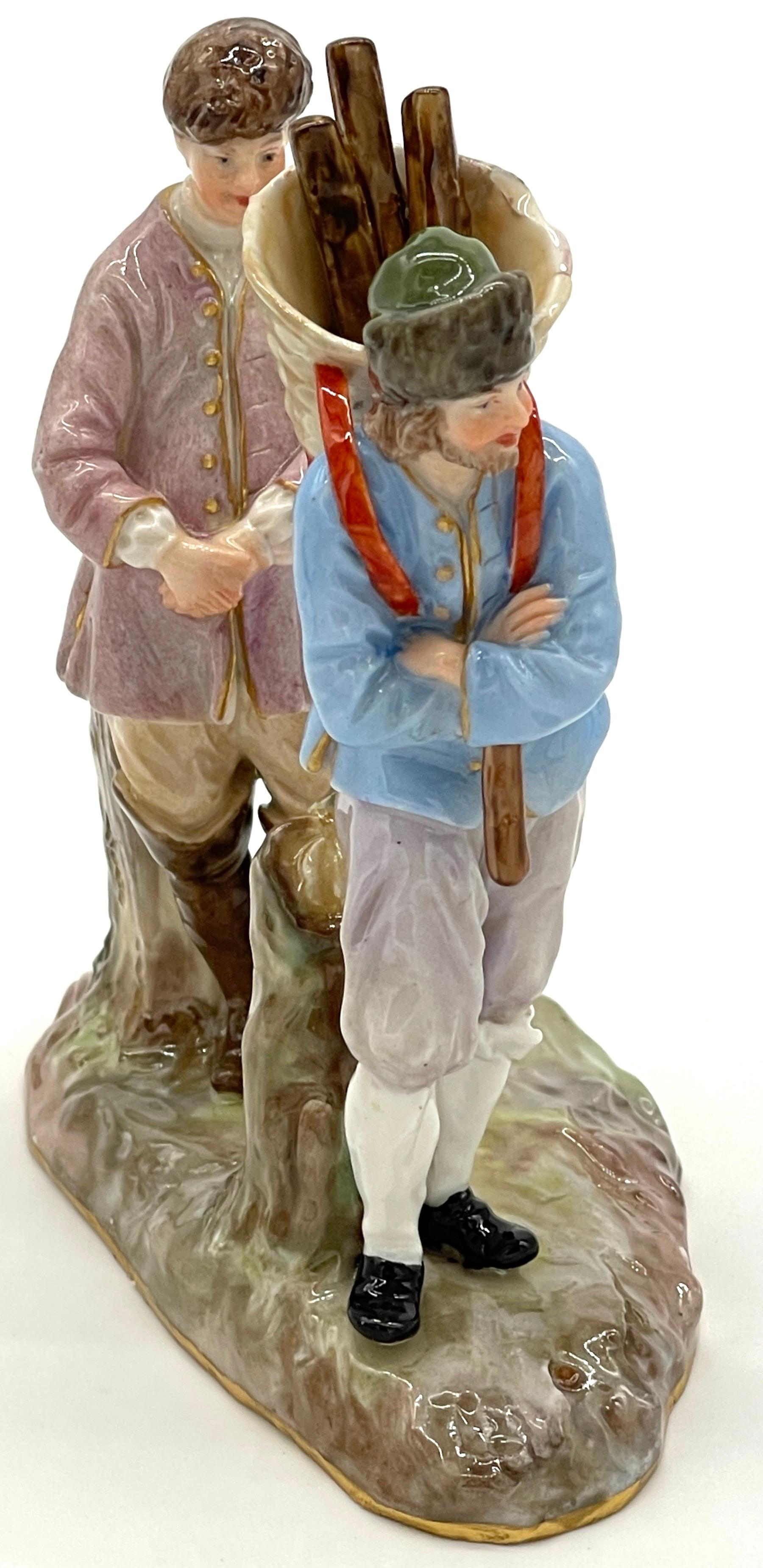 Pareja Siglo IX Meissen Tema Ruso  Agrupaciones de leñadores siberianos Porcelana en venta