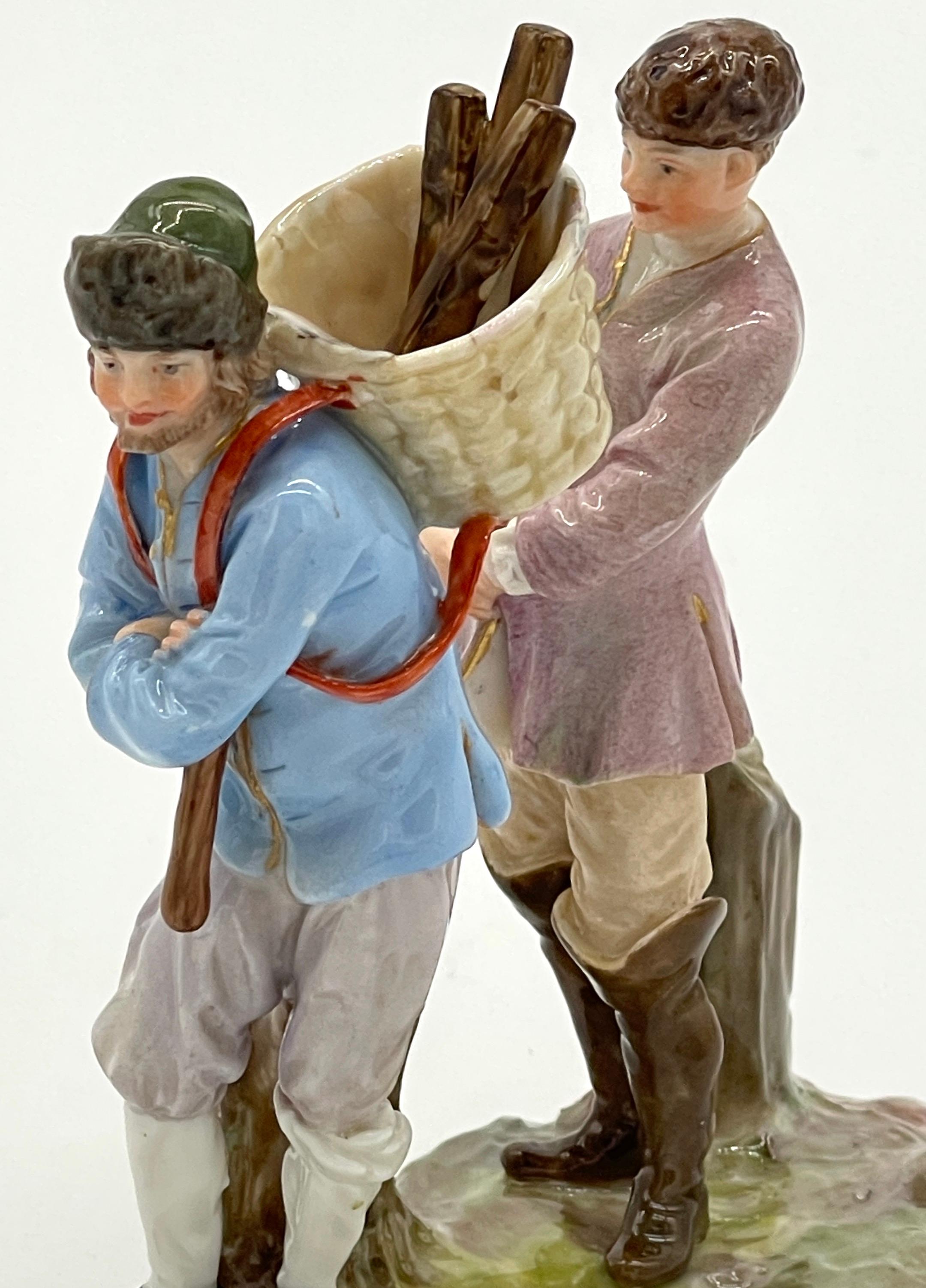 Pareja Siglo IX Meissen Tema Ruso  Agrupaciones de leñadores siberianos en venta 2