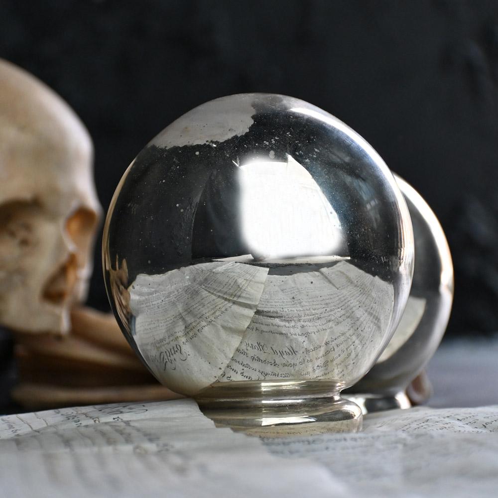 Pair of 19th Century Mercury Glass Butler’s Gazing Balls 5