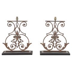 Pair of 19th Century Metal Fragment Lamps