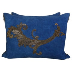 Pair of 19th Century Metallic Applique Pillows by Melissa Levinson