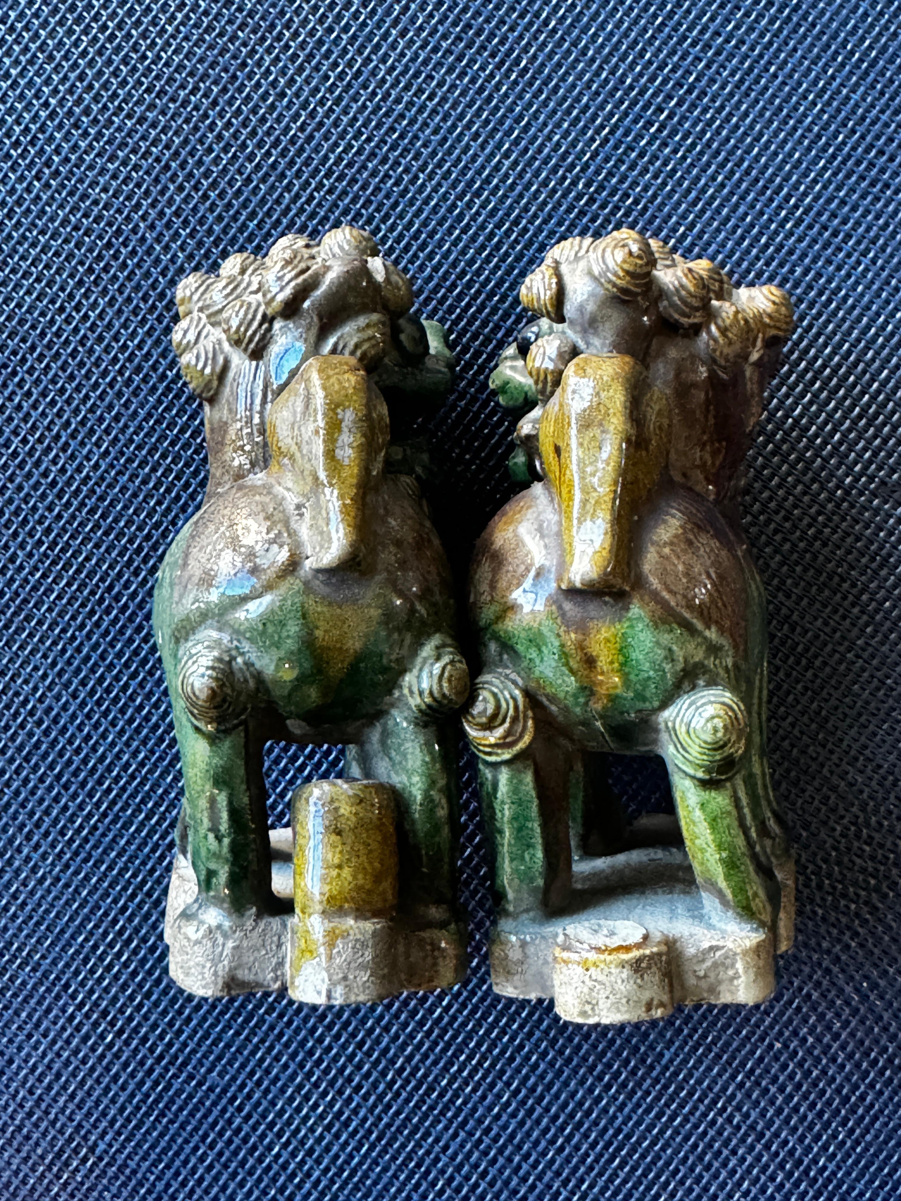 Pair of 19th Century Miniature Foo Dogs  3.25