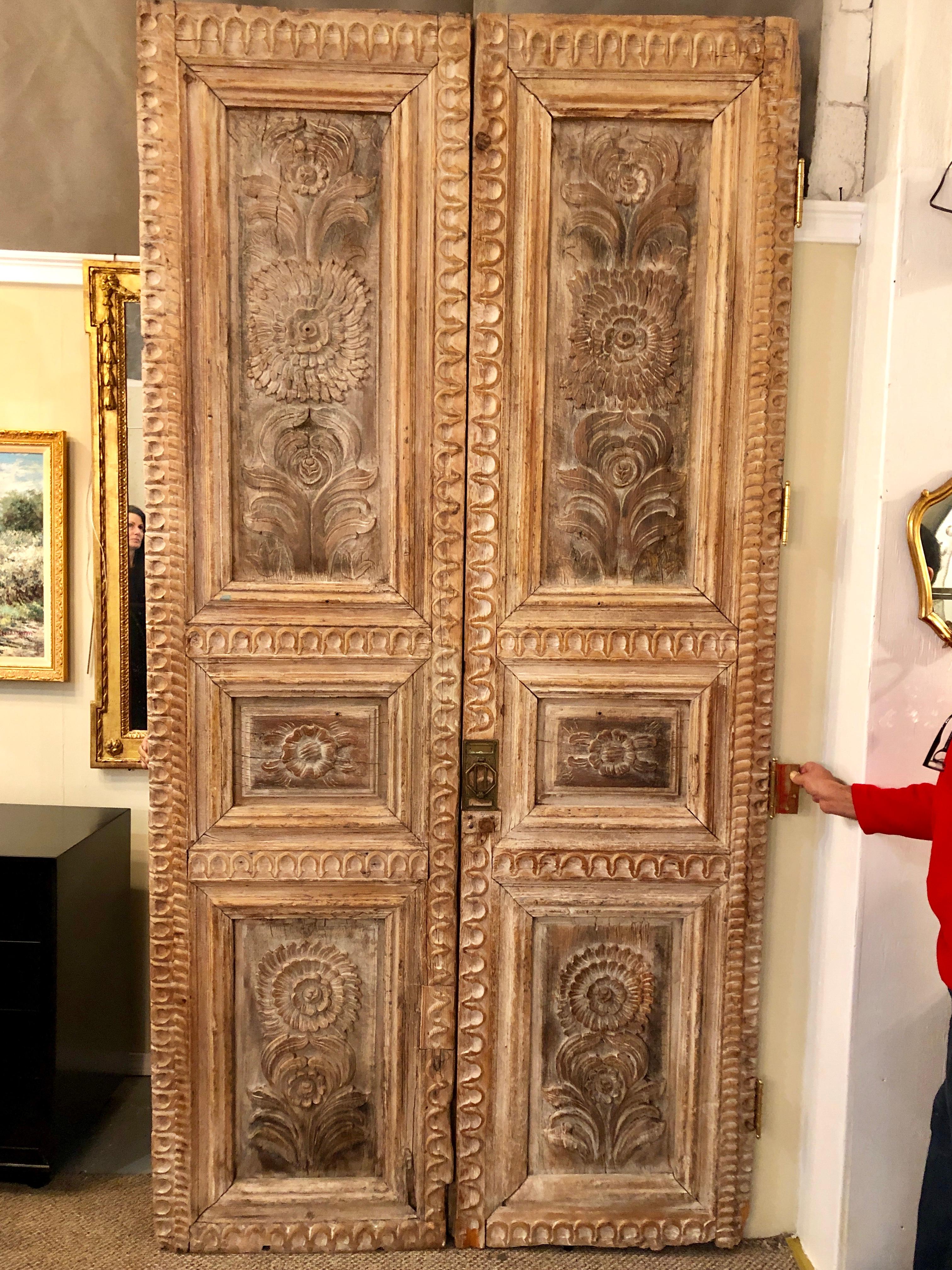 Pair of 19th Century Monumental Folk Art Doorways Mounted as Room Divider For Sale 4