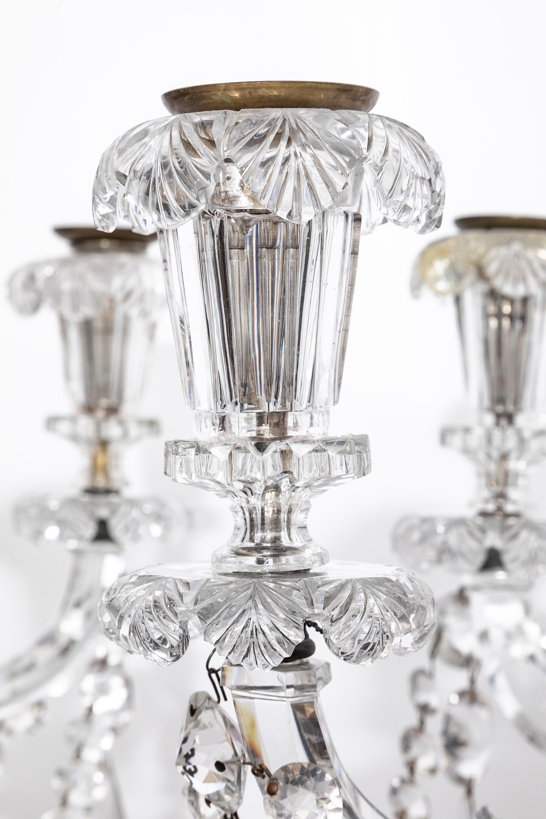 Pair of 19th Century Monumental Palace Size Osler Four Light Crystal Candelabra For Sale 3