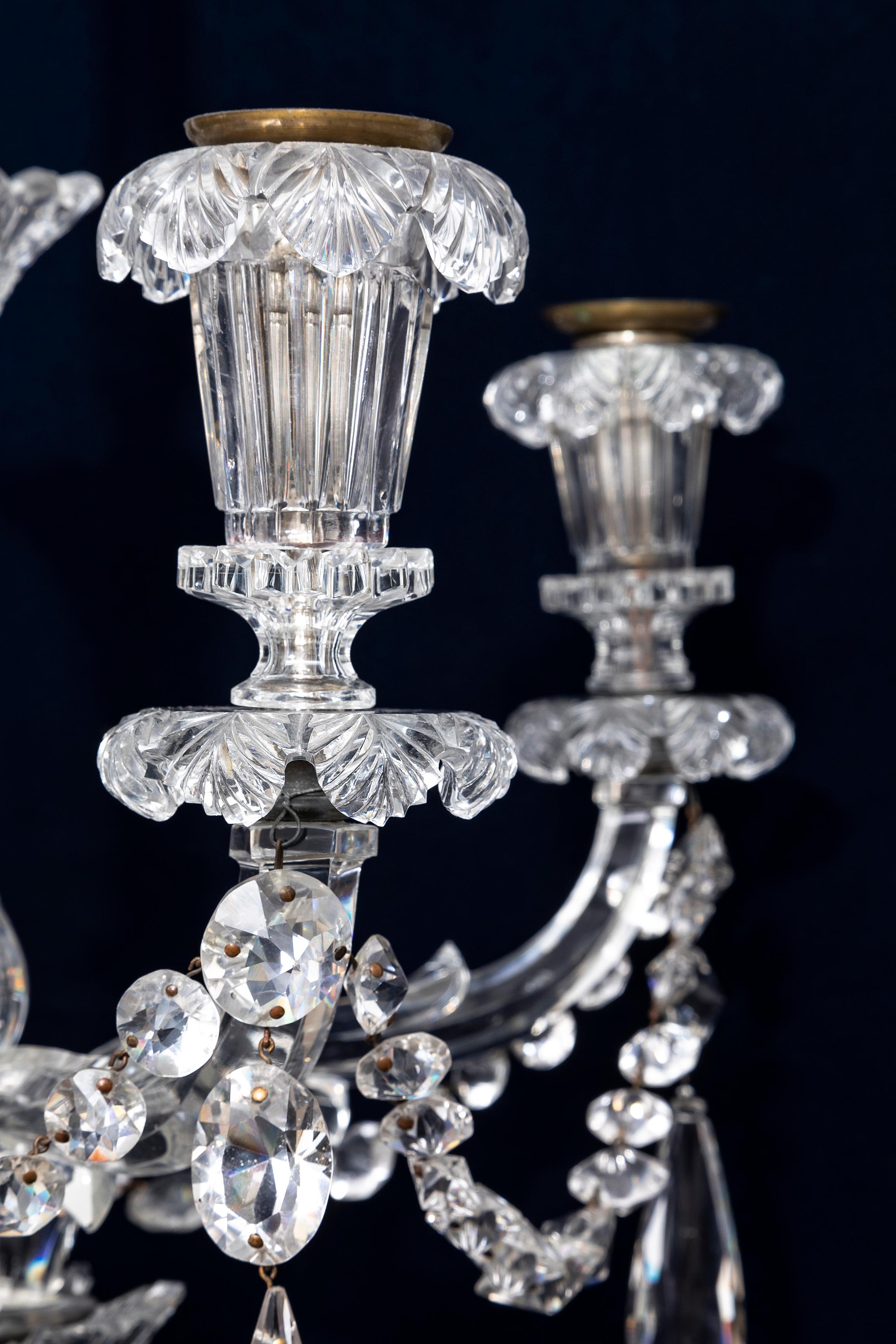 Late 19th Century Pair of 19th Century Monumental Palace Size Osler Four Light Crystal Candelabra For Sale
