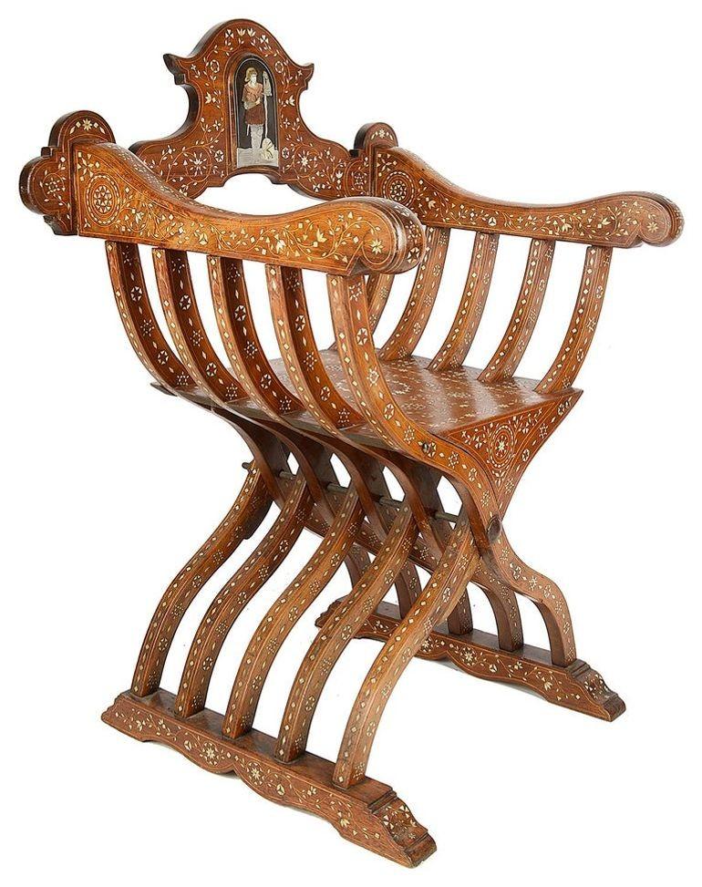 Italian Pair of 19th Century Moorish Armchairs For Sale