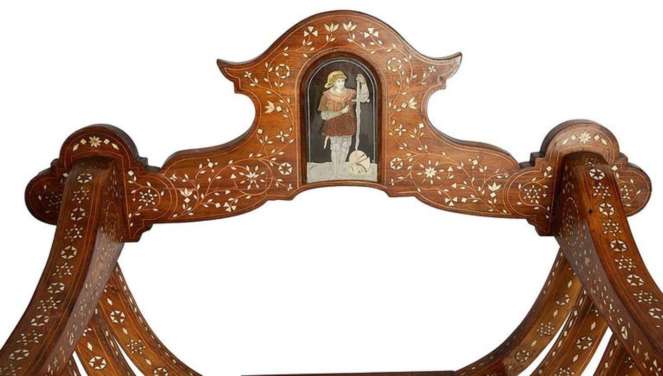 Inlay Pair of 19th Century Moorish Armchairs For Sale