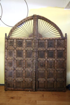 Pair of 19th Century Moroccan Intricate Bronze Detailed Doors