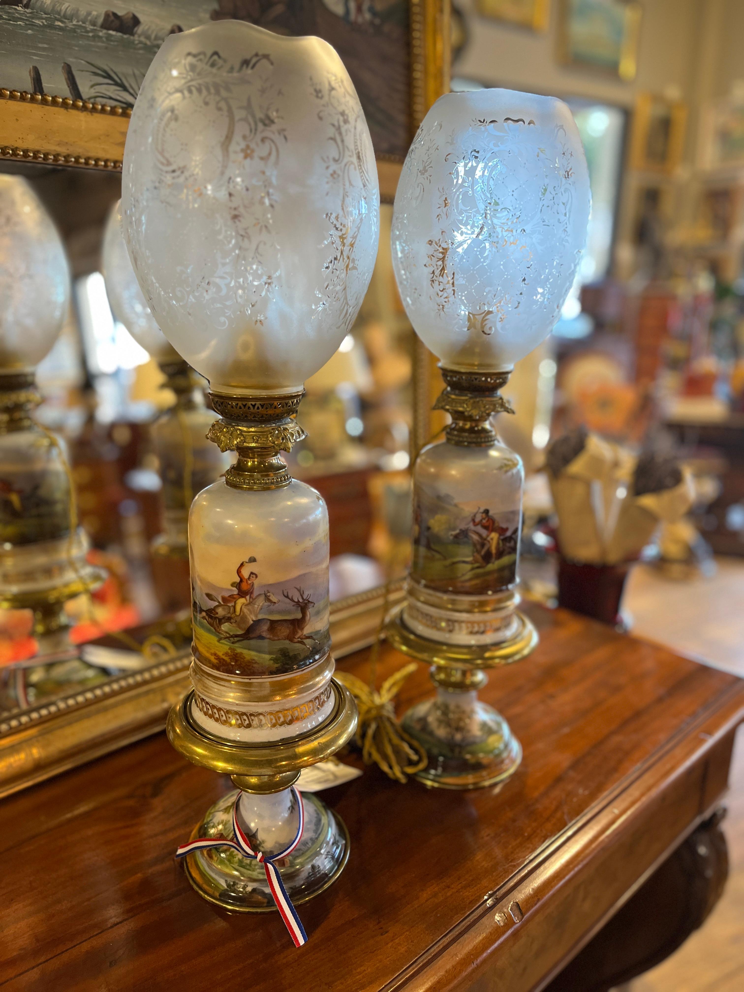 French Pair of 19th Century Napoleon III Carcel styled Lamps For Sale