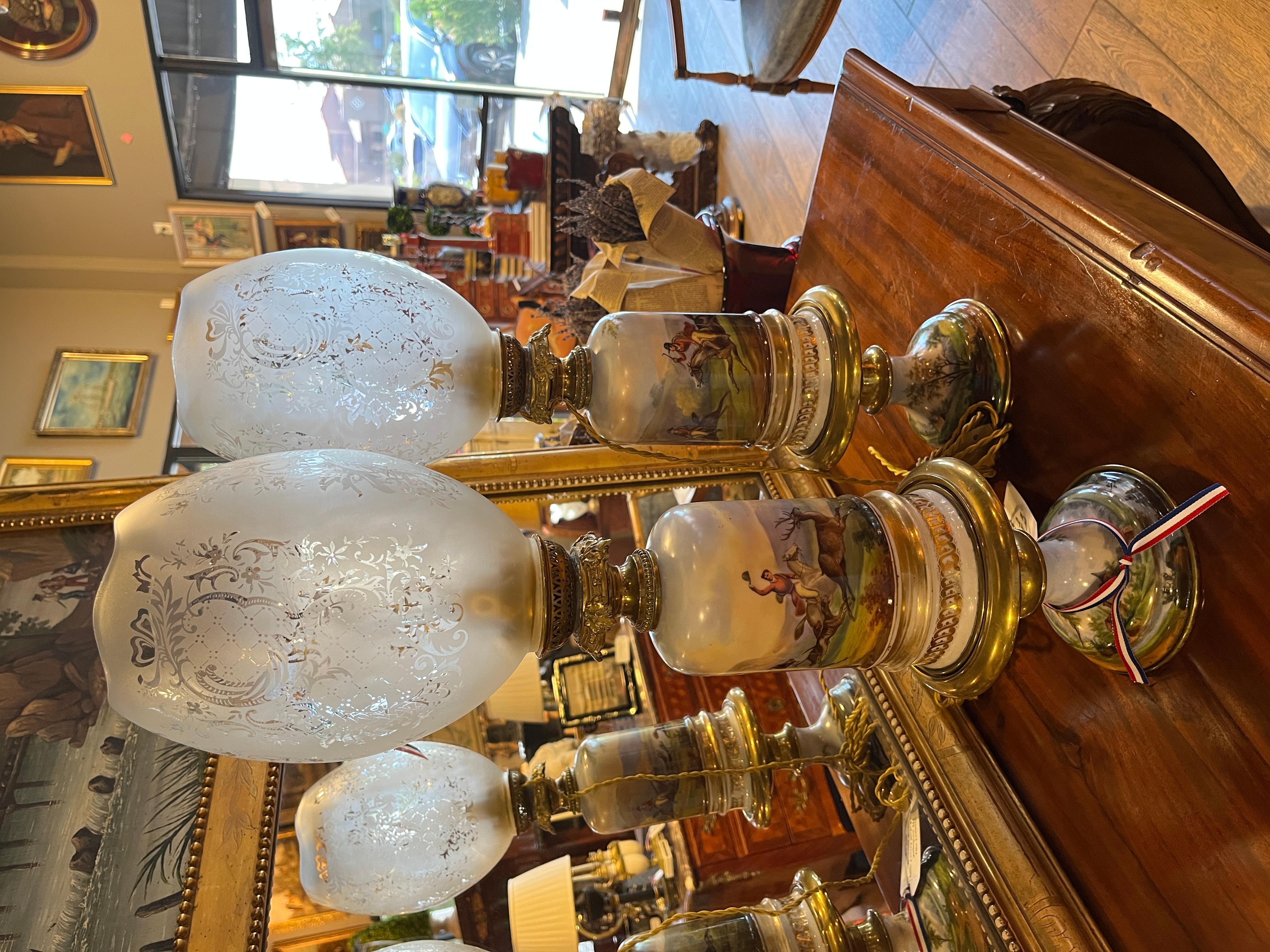 Paire de lampes de style Carcel Napoléon III du 19ème siècle en vente 1