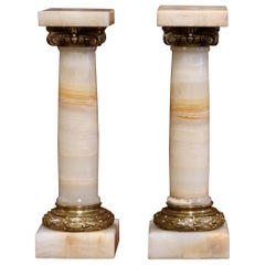 Pair of 19th Century Napoleon III Carved Marble and Bronze Decorative Columns