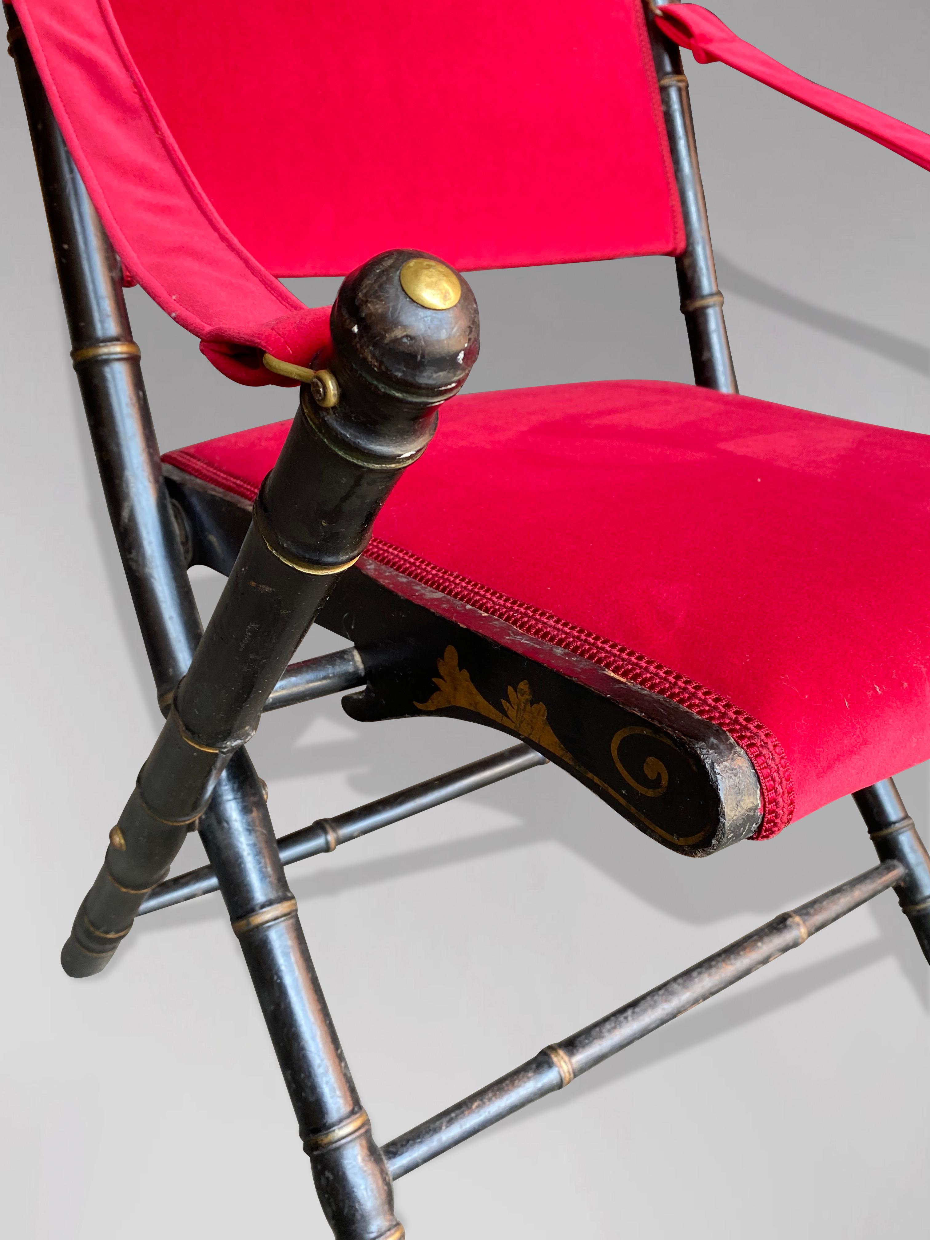 Français Paire de fauteuils pliants Napoléon III du XIXe siècle en vente