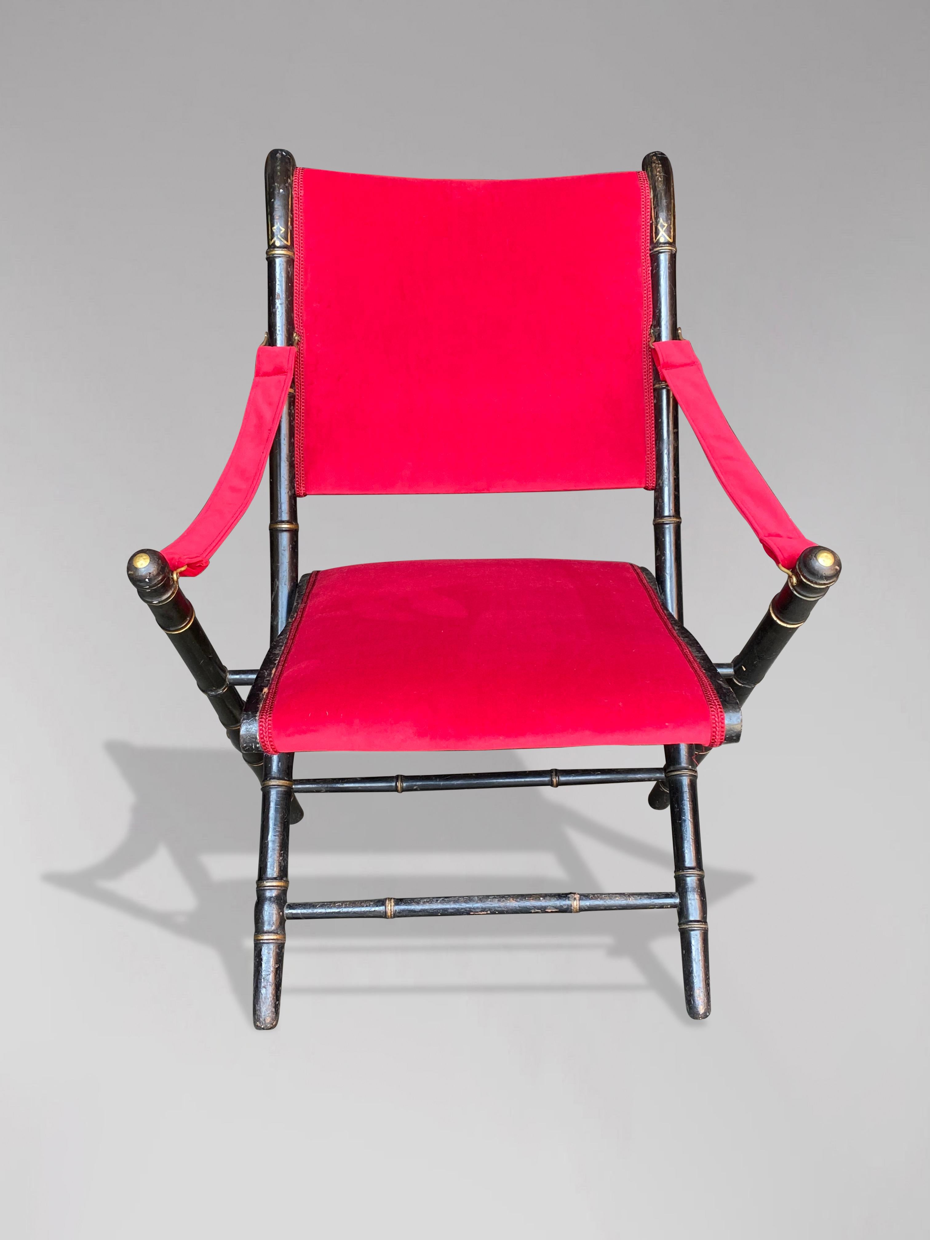 Paire de fauteuils pliants Napoléon III du XIXe siècle en vente 1