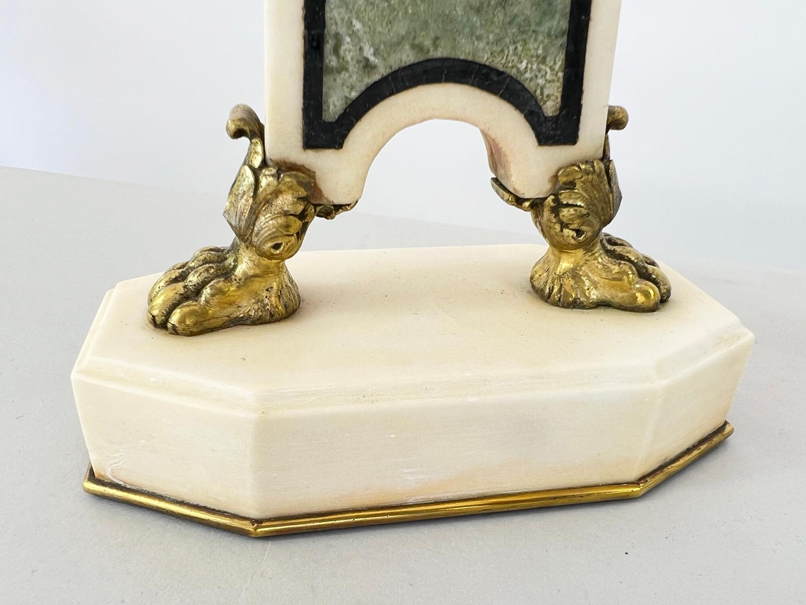 Pair of 19th Century Napoleon III Inlaid Marble Mantle Girondoles For Sale 1