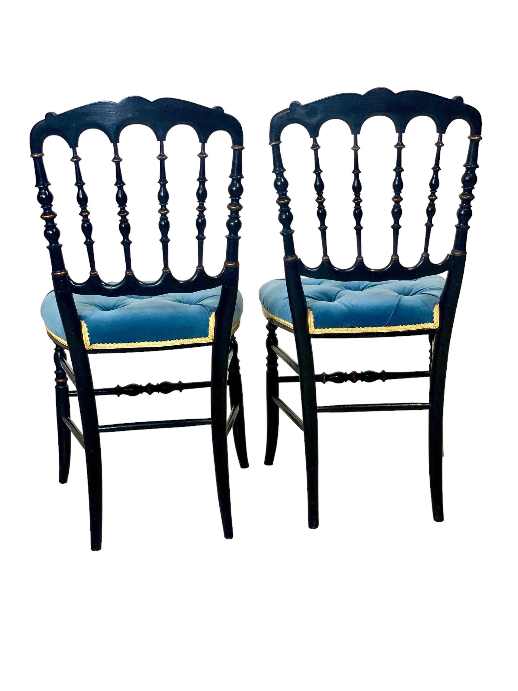 Pair of 19th Century Napoleon III Opera Chairs in Ebonized Wood For ...