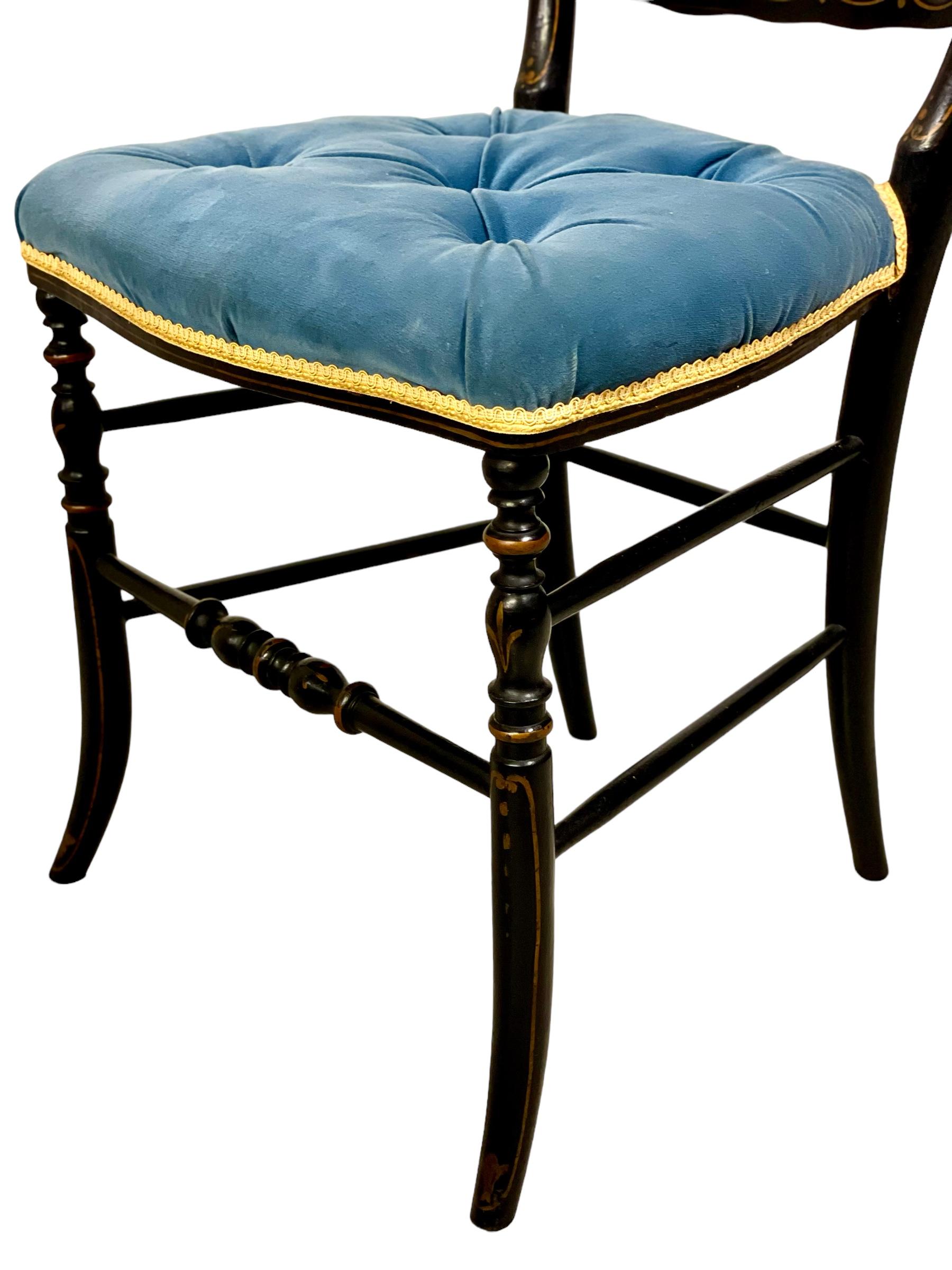 Pair of 19th Century Napoleon III Opera Chairs in Ebonized Wood For Sale 2