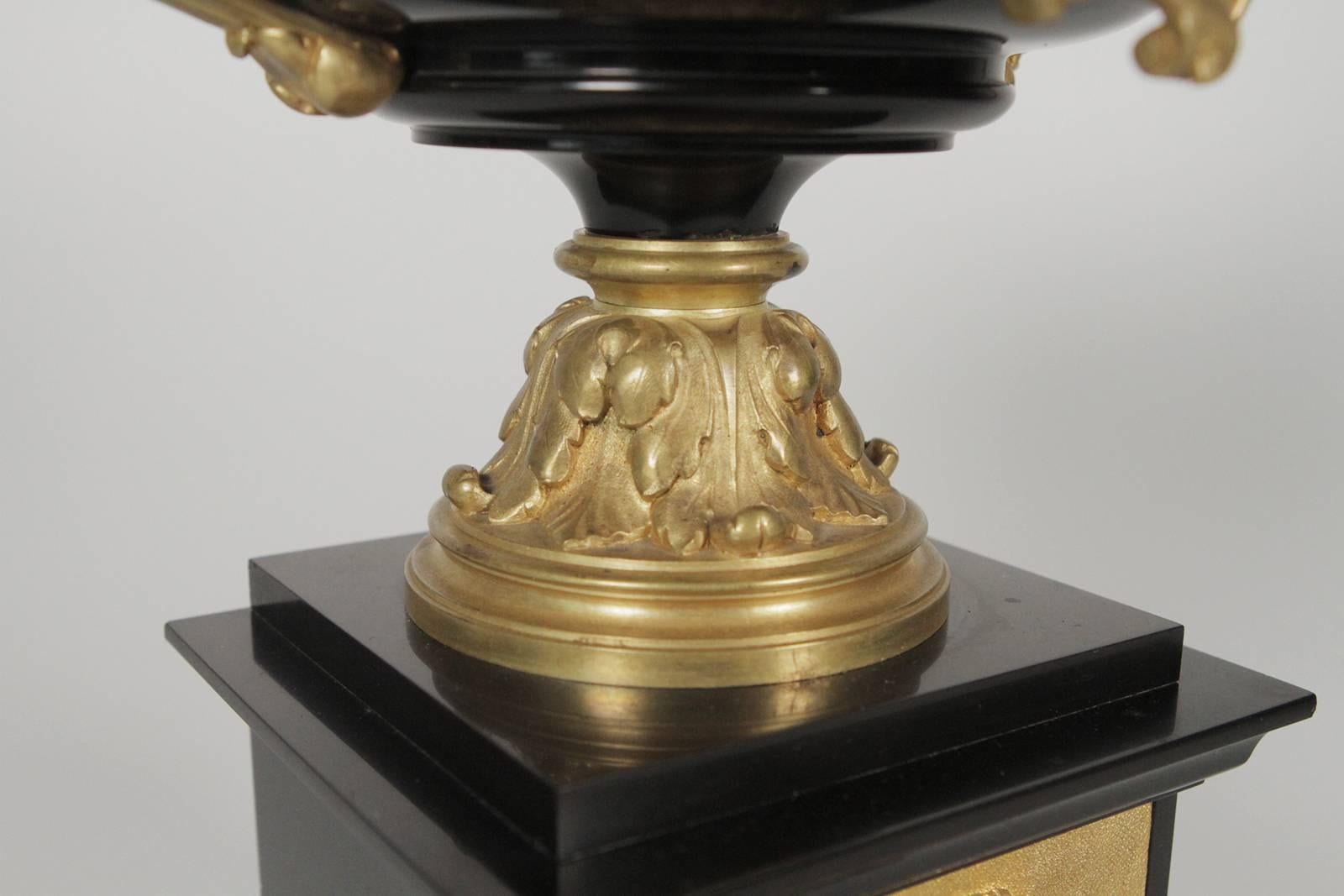 Pair of 19th Century Napoleon III Ormolu-Mounted Urns 1