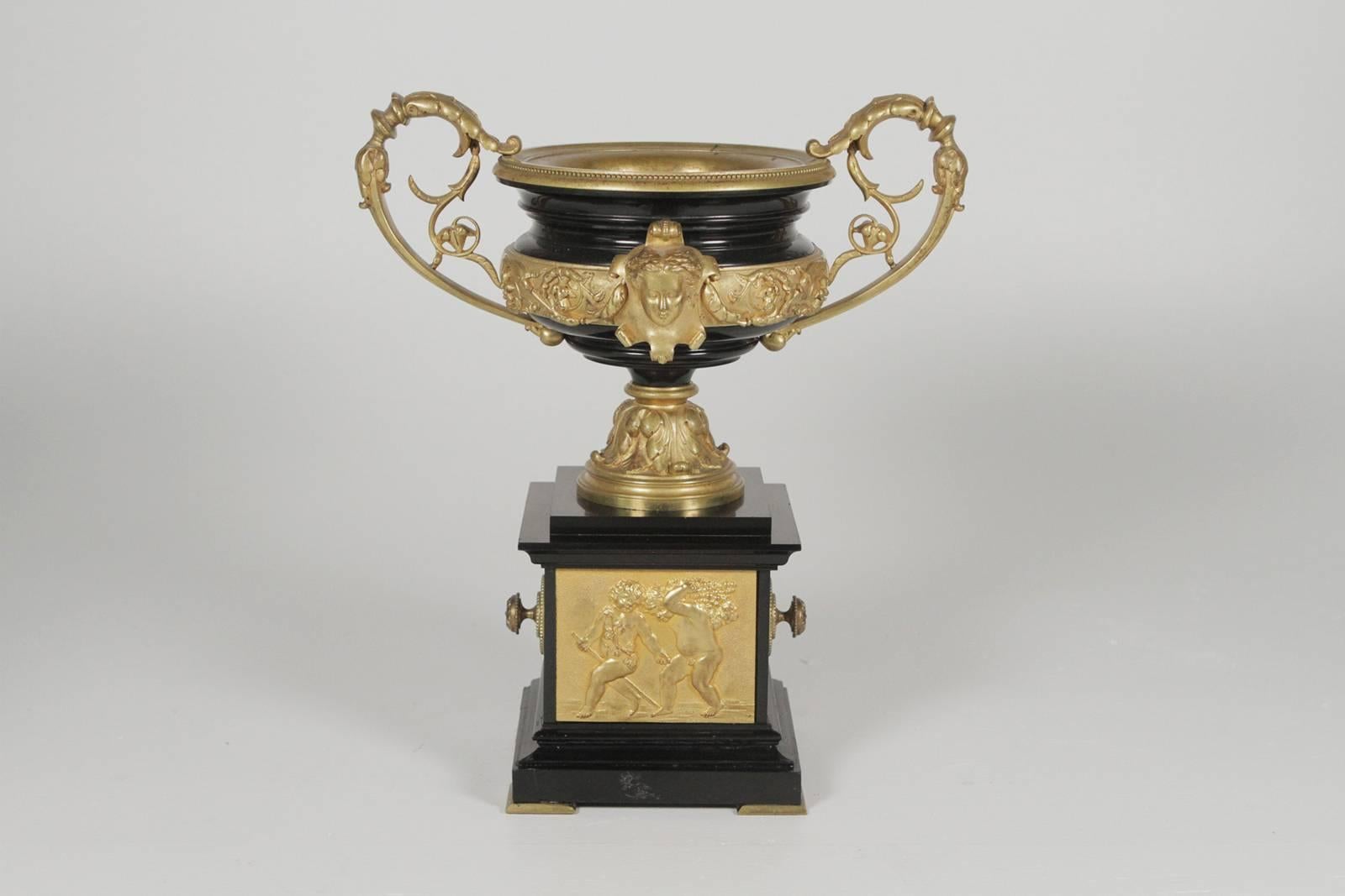 Pair of 19th Century Napoleon III Ormolu-Mounted Urns 4