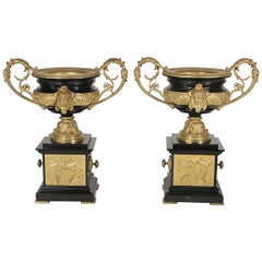 Pair of 19th Century Napoleon III Ormolu-Mounted Urns