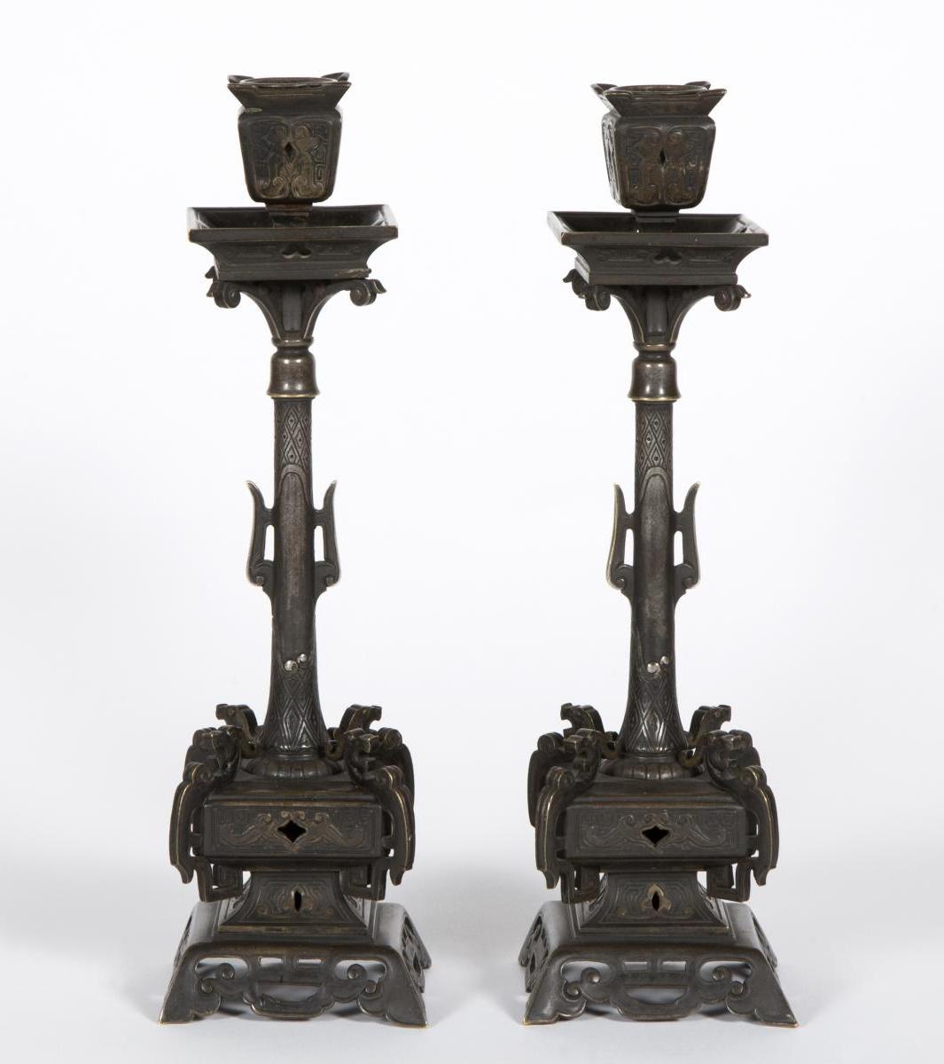 French Pair of 19th Century Napoleon III Period Candlesticks. For Sale