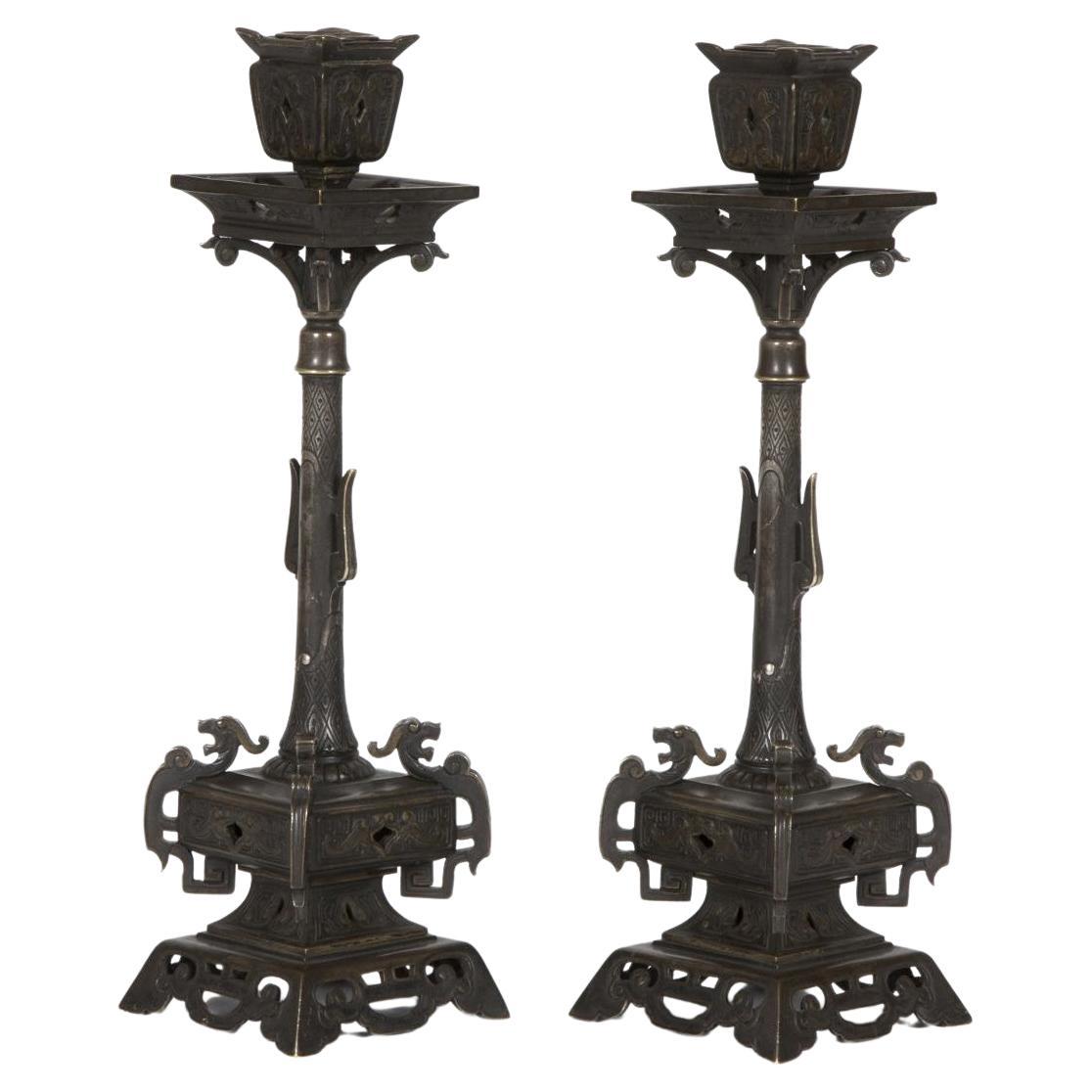 Paire de chandeliers d'époque Napoléon III du XIXe siècle.
