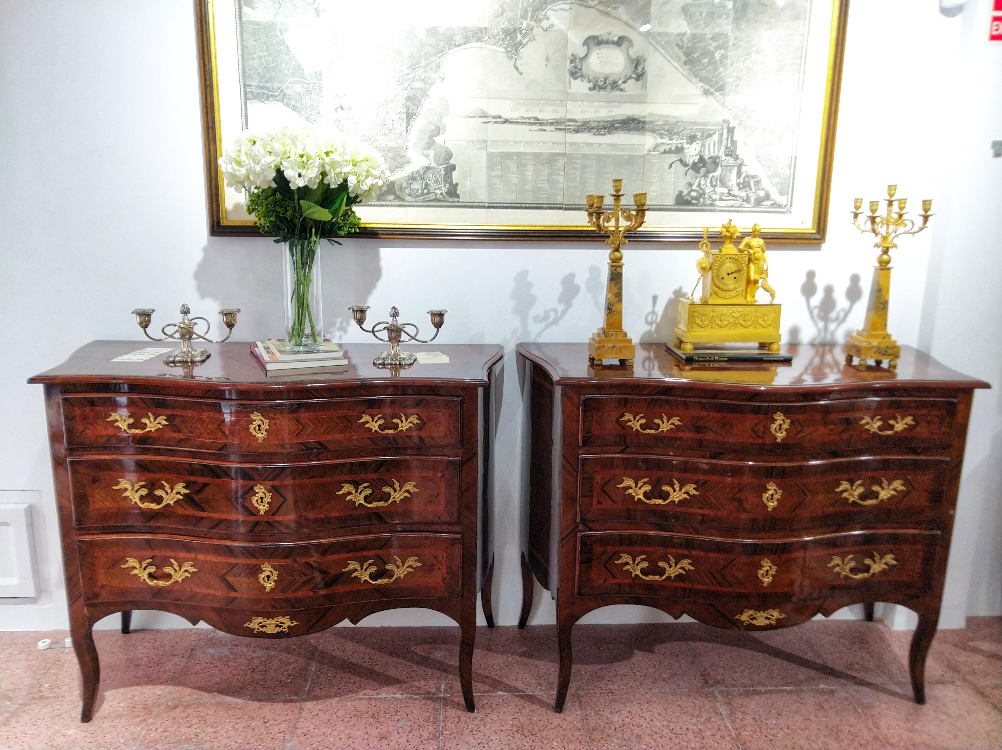 Italian Pair of 19th Century Napoleon III Walnut and Bronze Chest of Drawer LAST PRICE For Sale