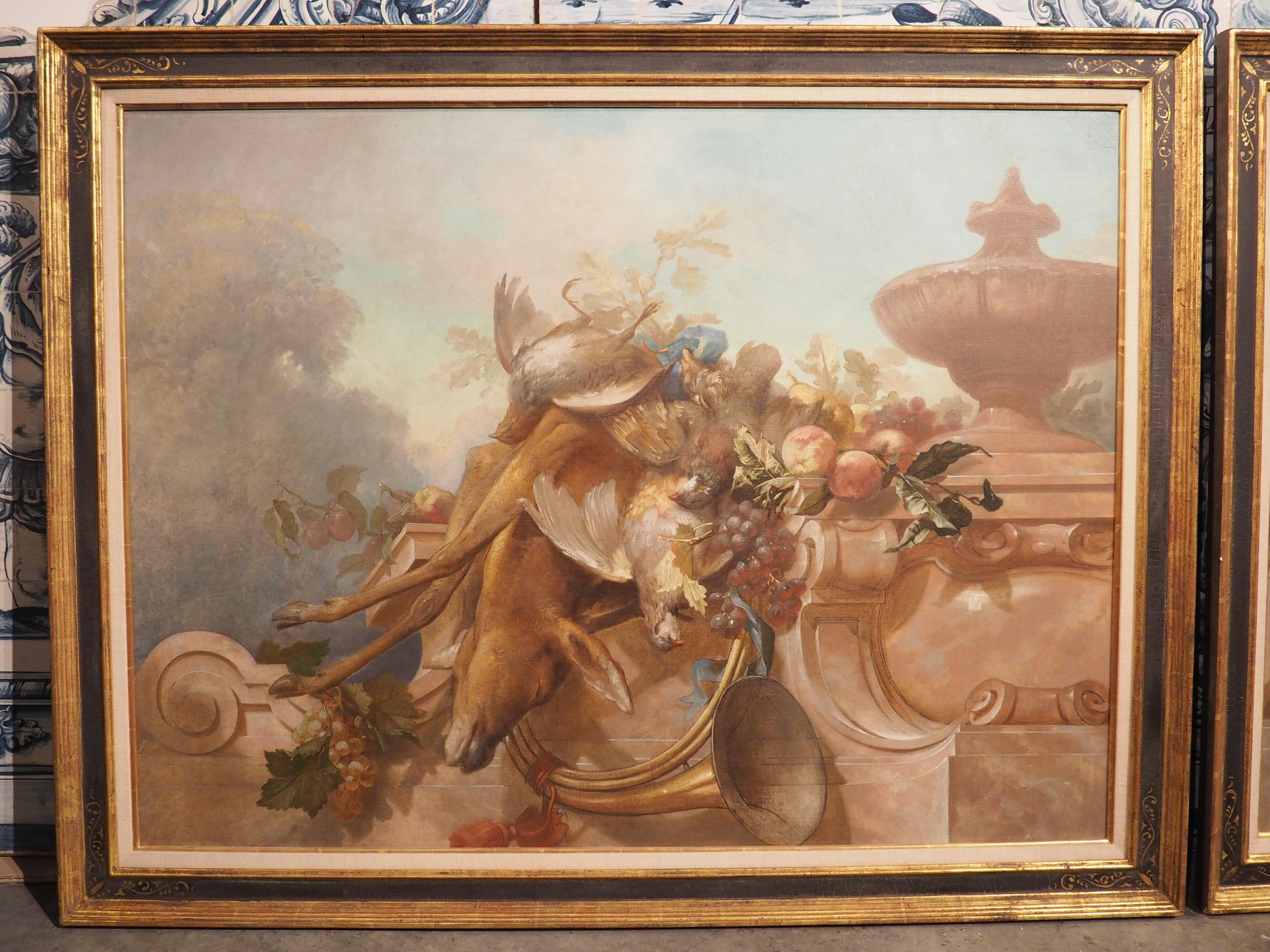 Paire de peintures de trophées de chasse en forme de morte de la nature du 19ème siècle en vente 4