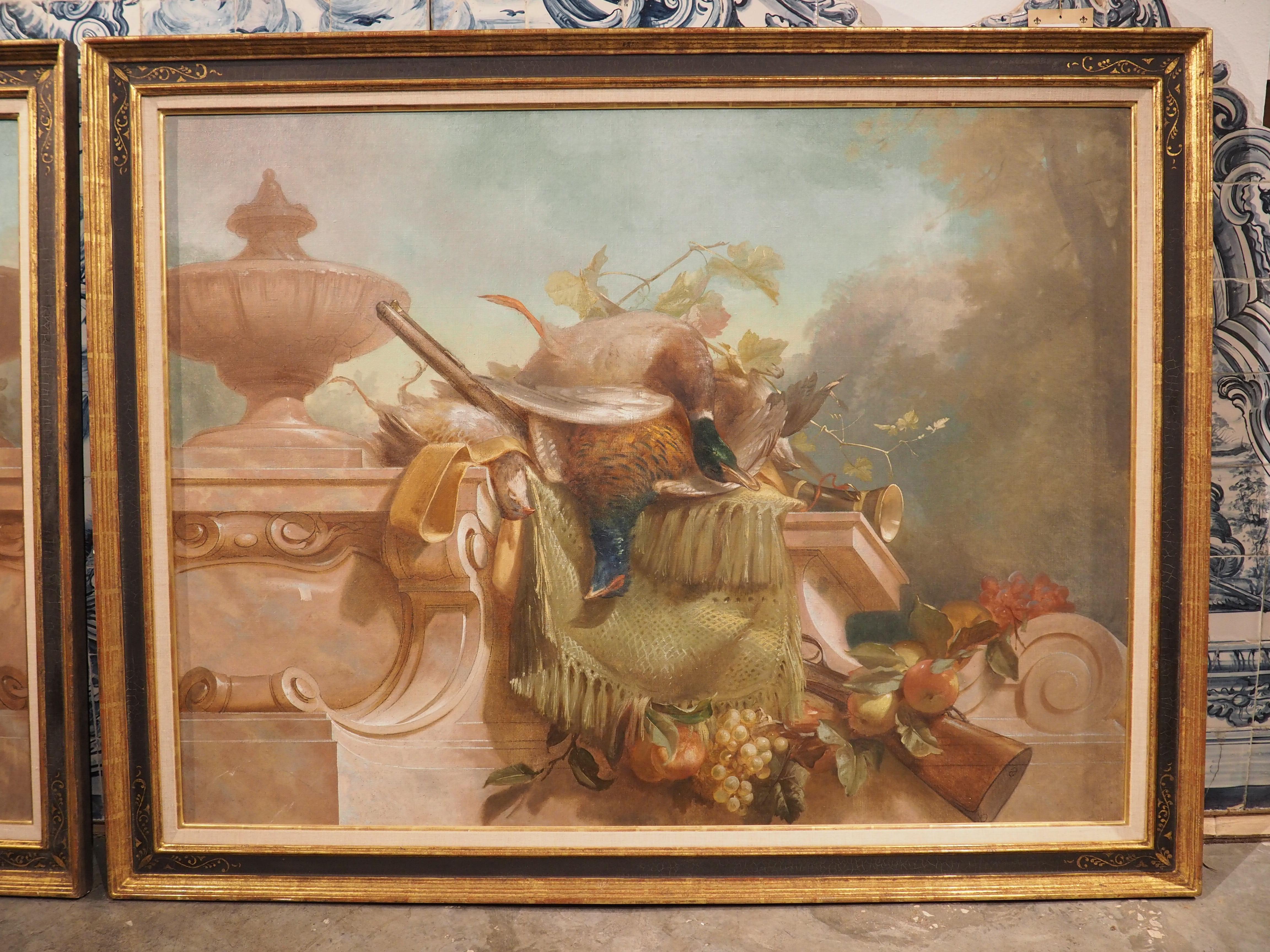 Peint à la main Paire de peintures de trophées de chasse en forme de morte de la nature du 19ème siècle en vente