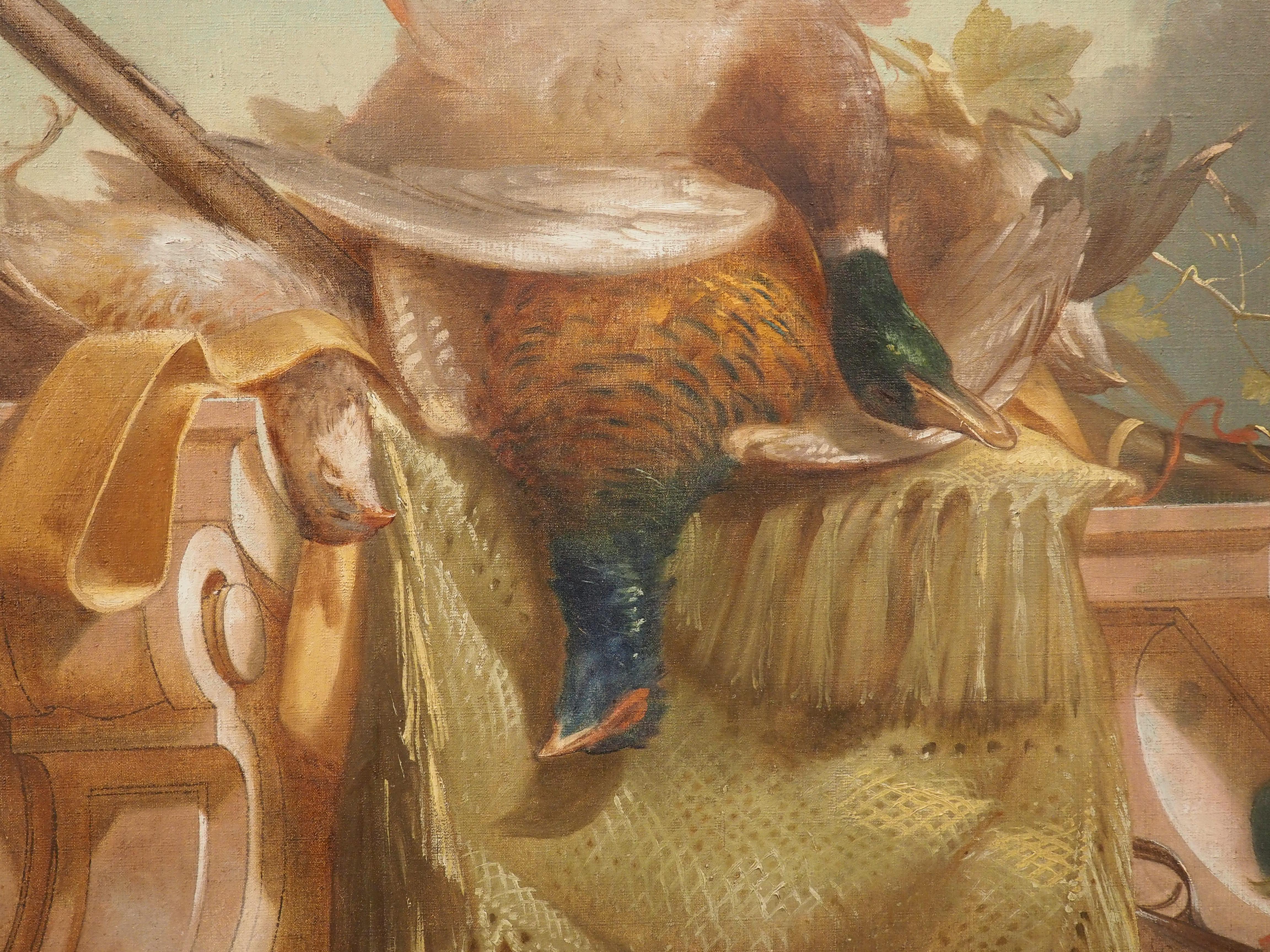 XIXe siècle Paire de peintures de trophées de chasse en forme de morte de la nature du 19ème siècle en vente