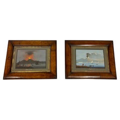 Pair of 19th Century Neapolitan Gouaches of Vesuvius