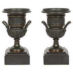 Pair of 19th Century Neo-Classical St. Bronze Urns