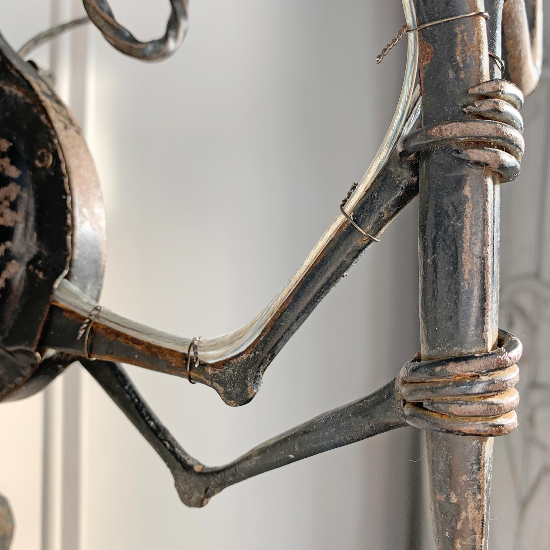 Pair of 19th Century Neo-Gothic Italian Wrought Iron Dragon Wall Lights For Sale 4