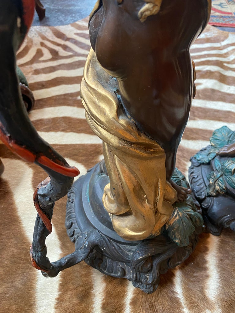 Pair of 19th Century Neoclassical Bronze Cherub Statues For Sale 7