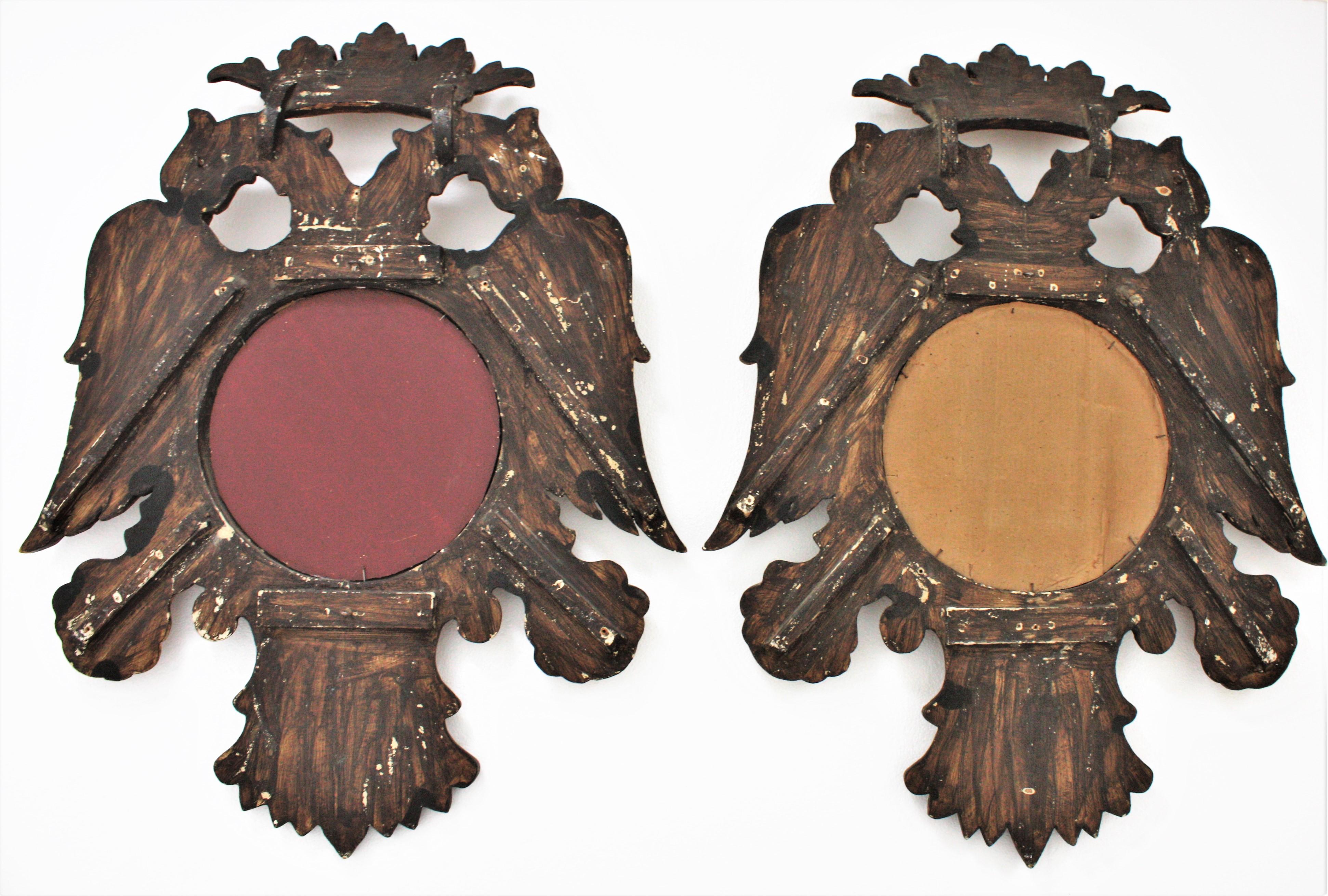 Pair of 19th Century Neoclassical Carved Giltwood Double Headed Eagle Mirrors 7