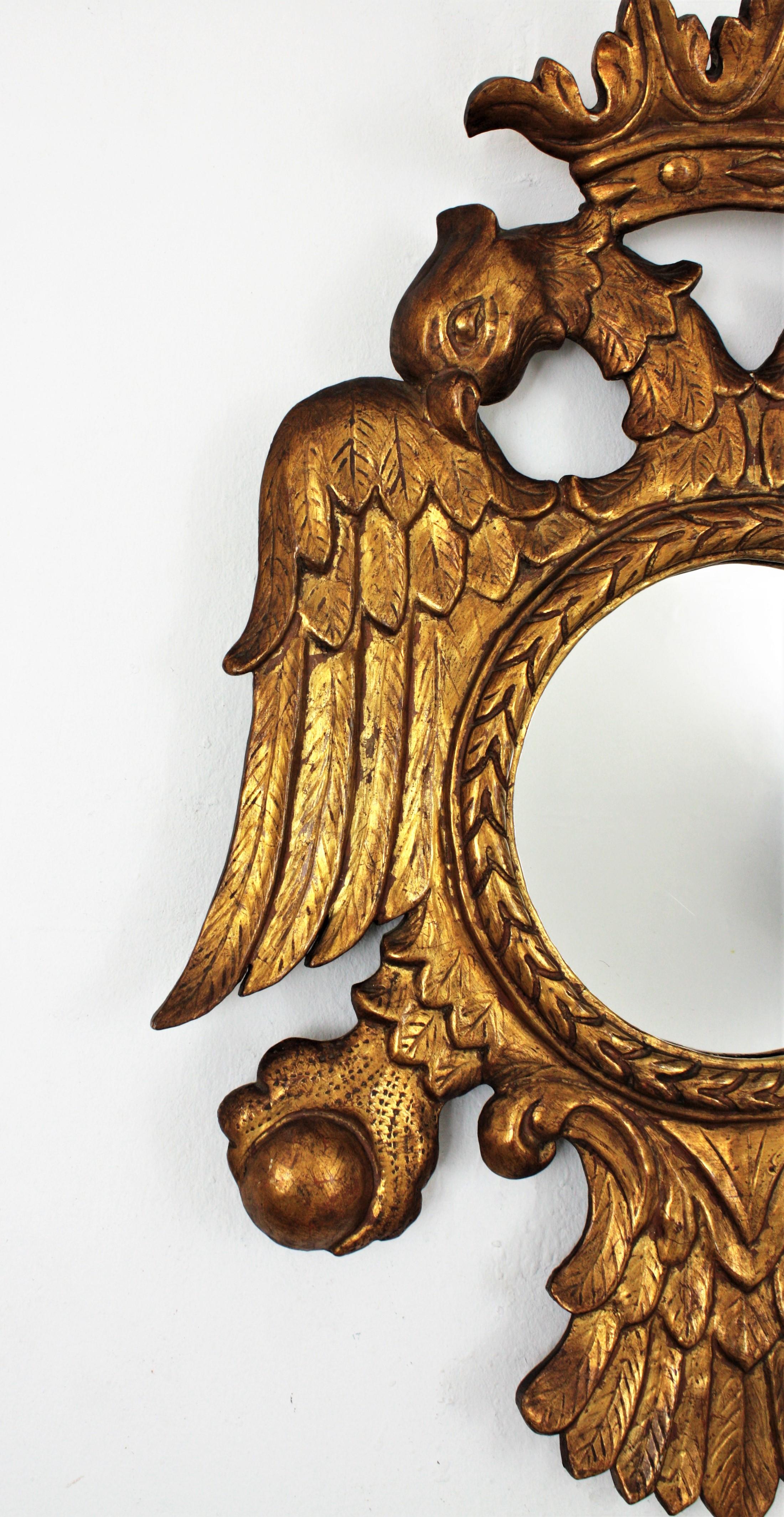 Pair of 19th Century Neoclassical Carved Giltwood Double Headed Eagle Mirrors 2