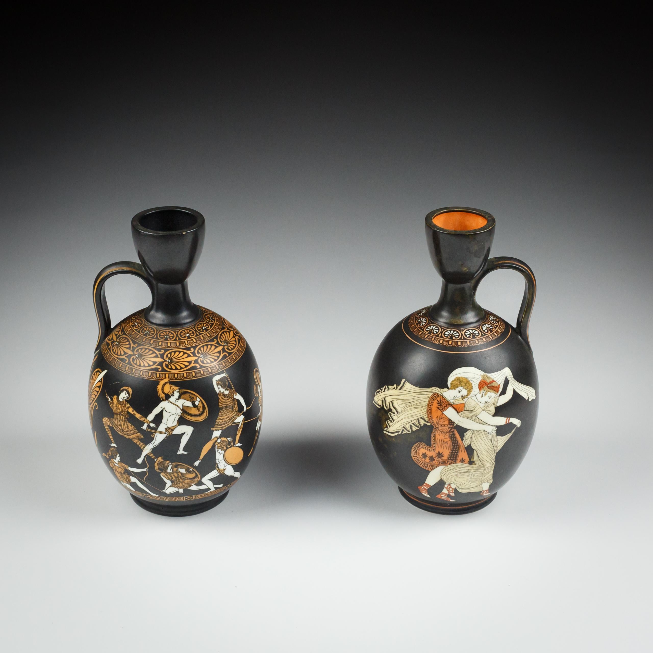 English Pair of 19th Century Neoclassical Ewers By Samuel Alcock & Co For Sale
