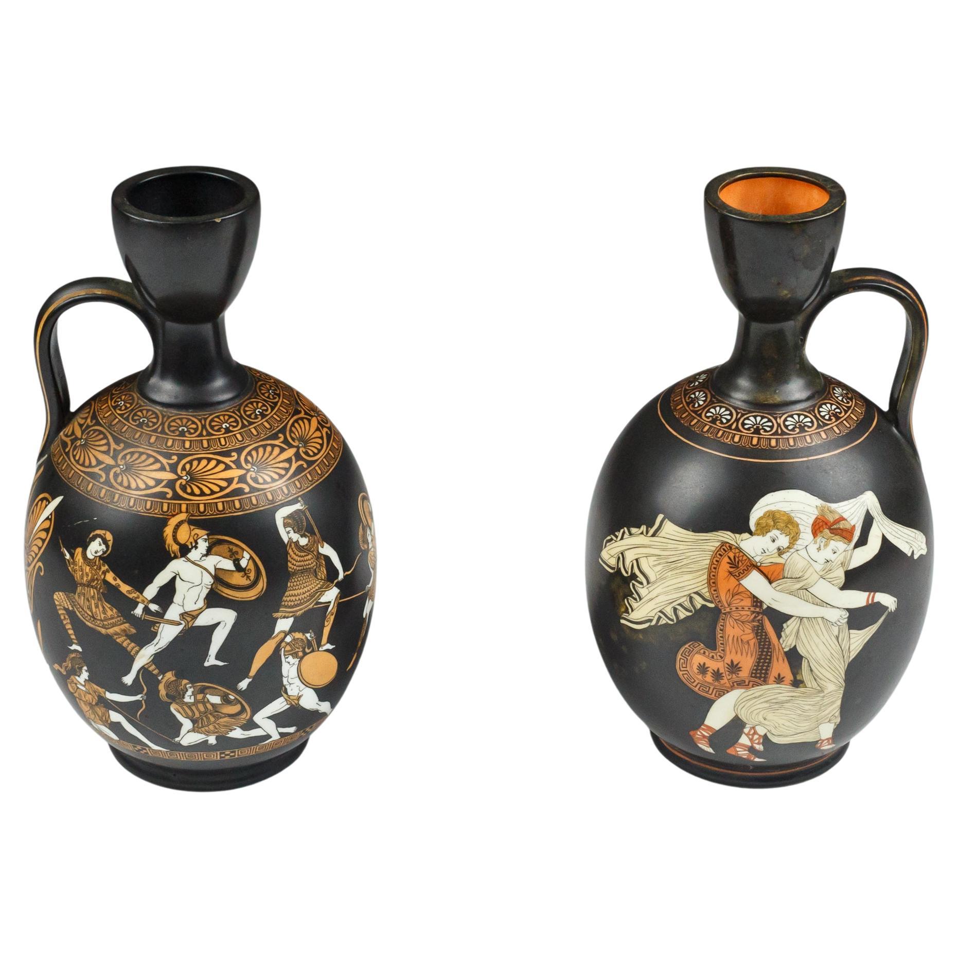 Pair of 19th Century Neoclassical Ewers By Samuel Alcock & Co For Sale