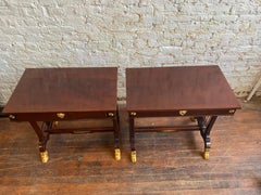 Pair of 19th Century Neoclassical Mahogany Side Tables with Hoof Feet
