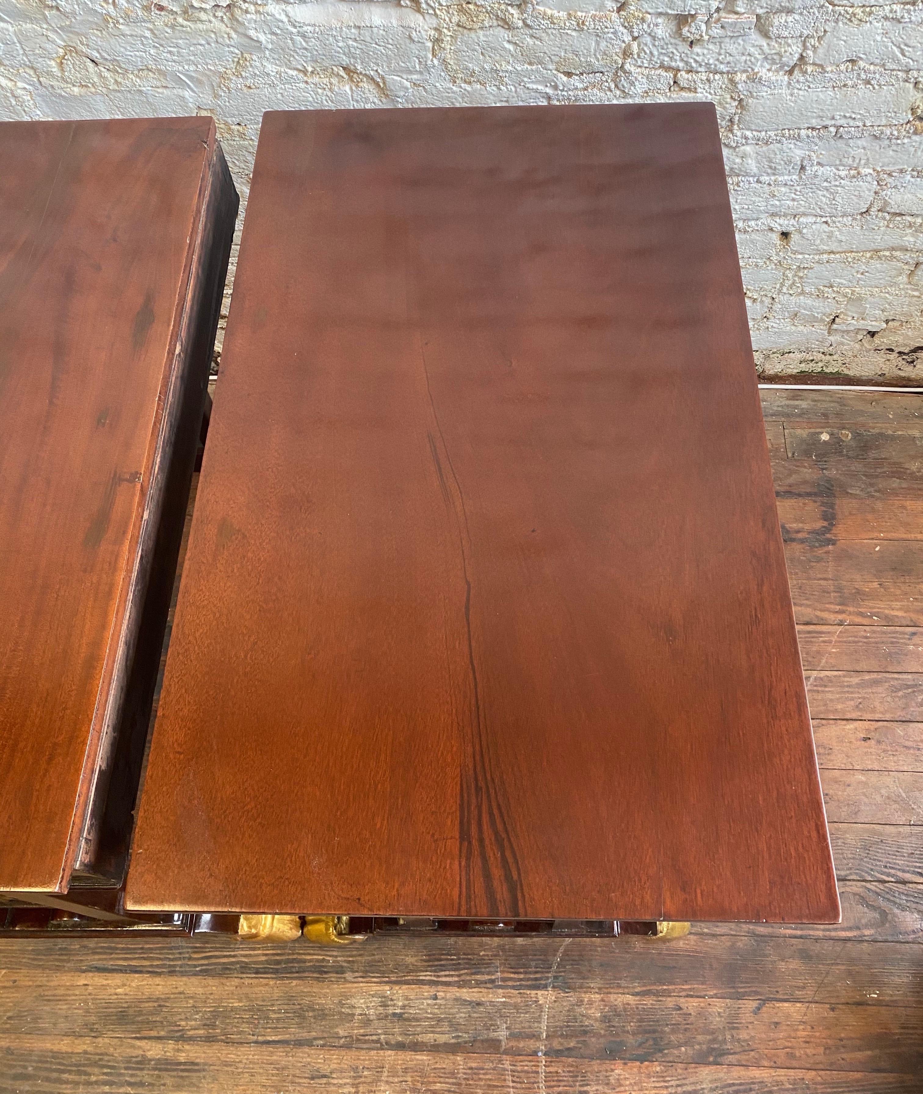Pair of 19th Century Neoclassical Mahogany Side Tables with Hoof Feet For Sale 3