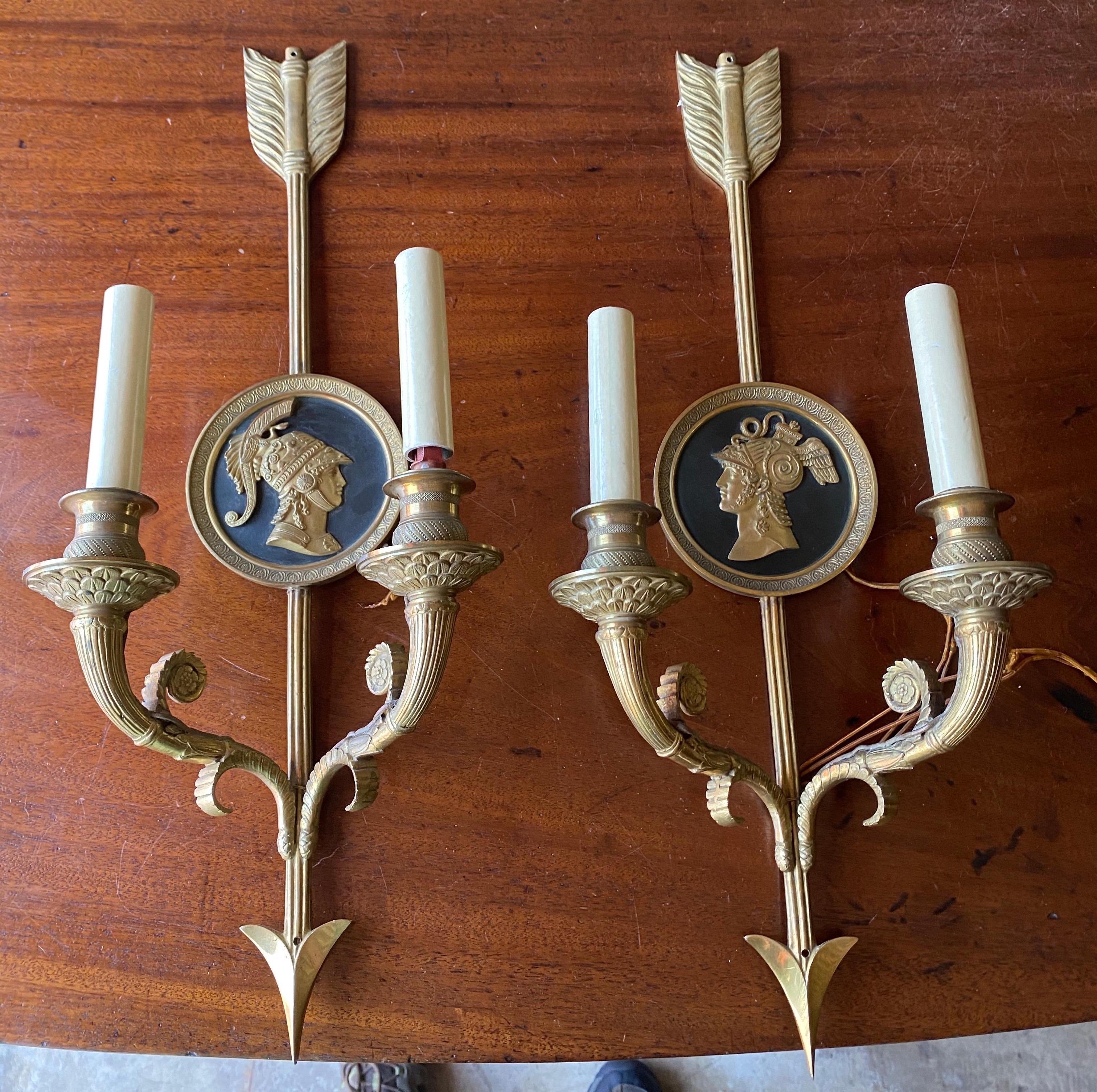 Italian Pair of 19th Century Neoclassical Style 2 Light Sconces