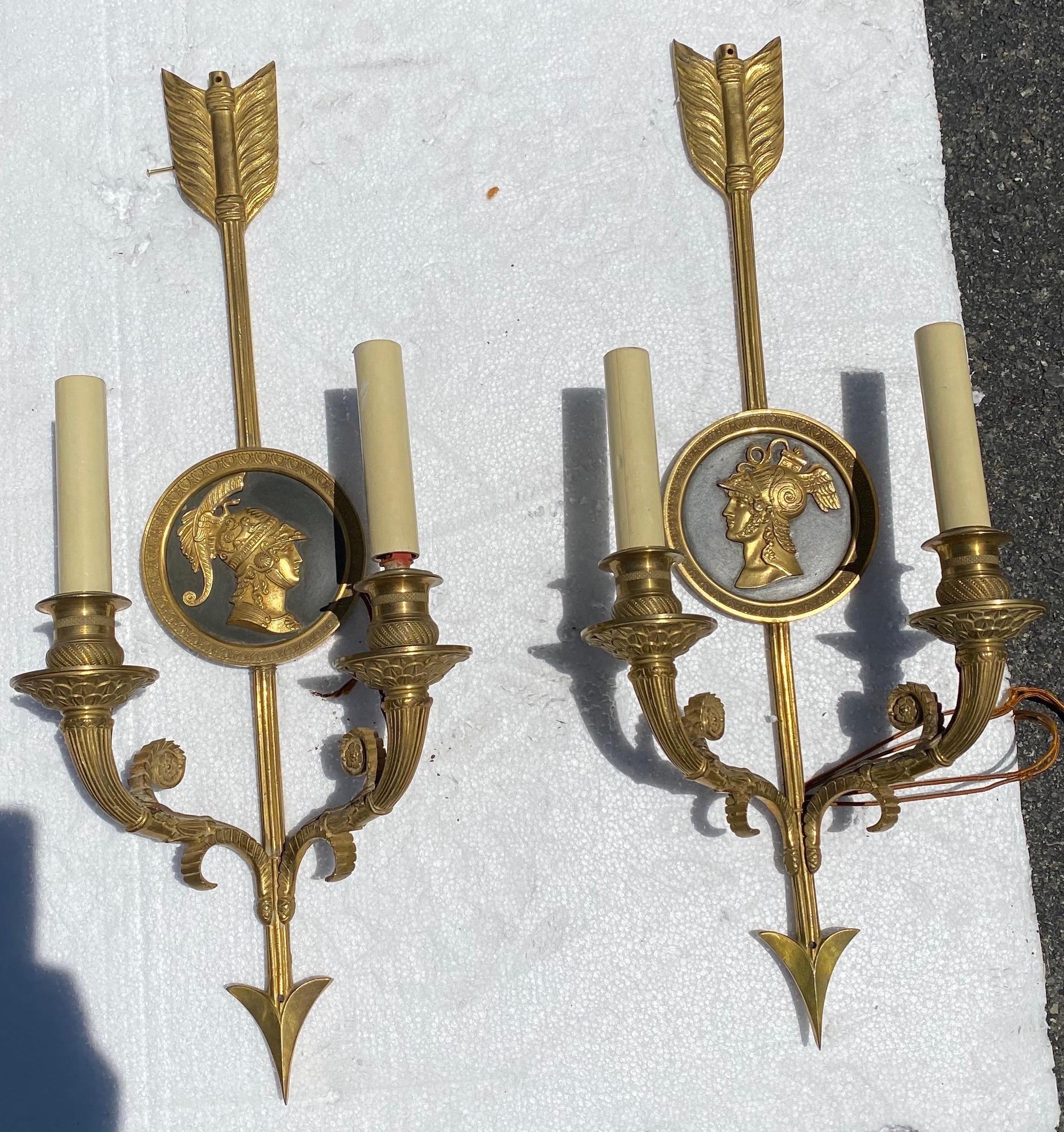 Pair of 19th Century Neoclassical Style 2 Light Sconces 3